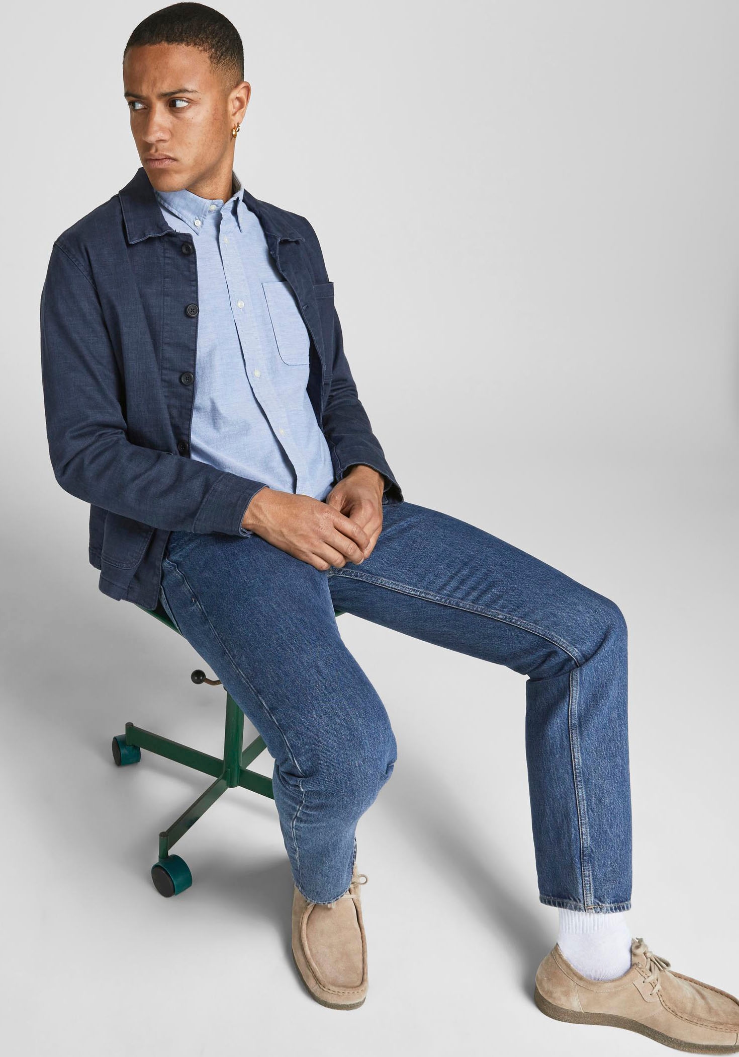 Jack & Jones Langarmhemd »BROOK OXFORD«, mit Button-Down Kragen