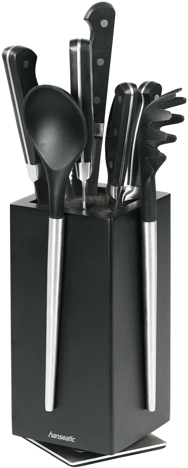 Hanseatic Magnet-Messerblock »hanseatic PREMIUM, aus Gummibaumholz, Messerblock Set, 6-tlg.« 6 Stk. elegantes Design, herausnehmbarer Borsteneinsatz, 360-Grad-drehbar