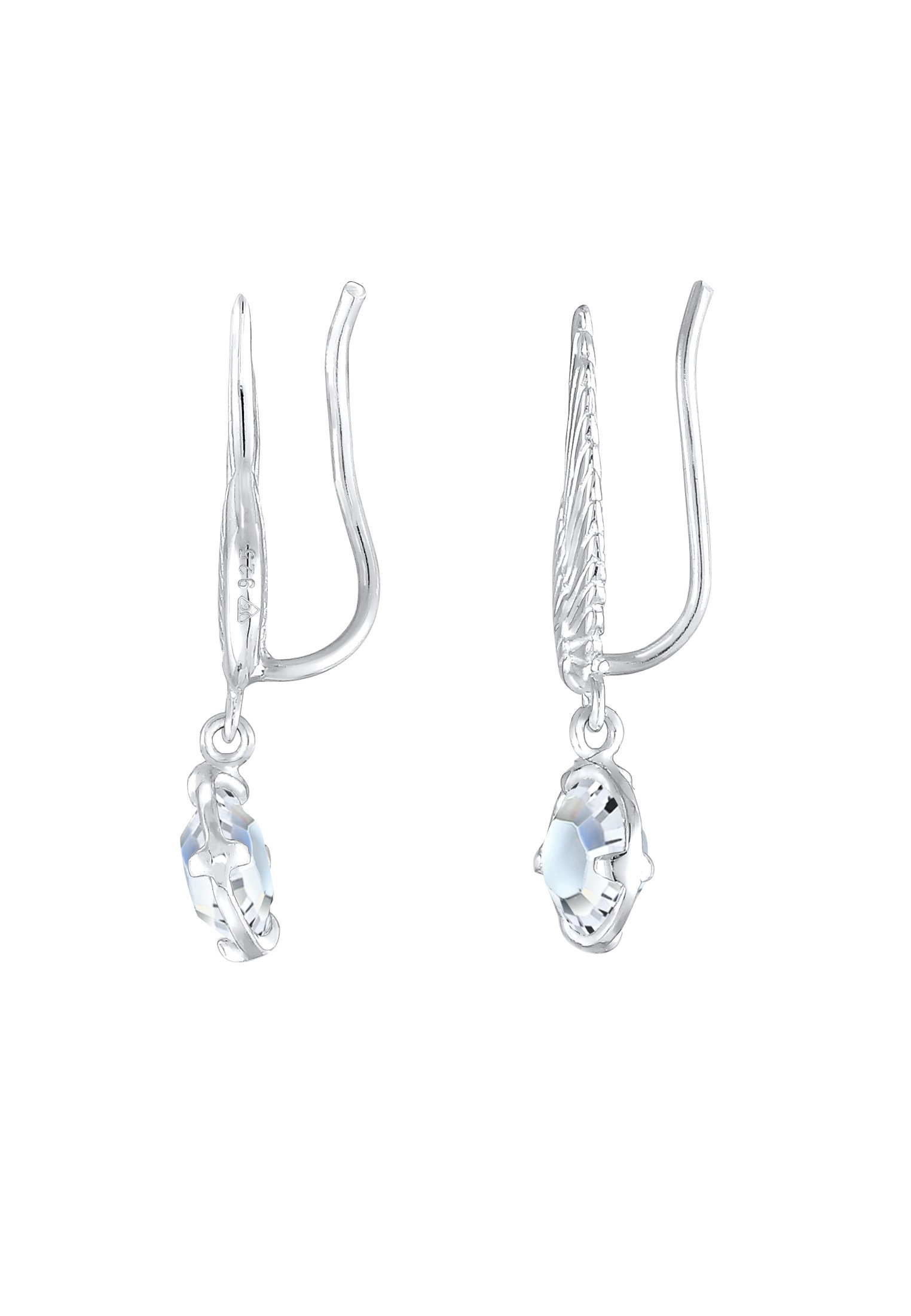 Elli Paar Ohrhänger »Ohrringe Earclimber Flügel Glas Kristalle Weiß 925 Sterling Silber«