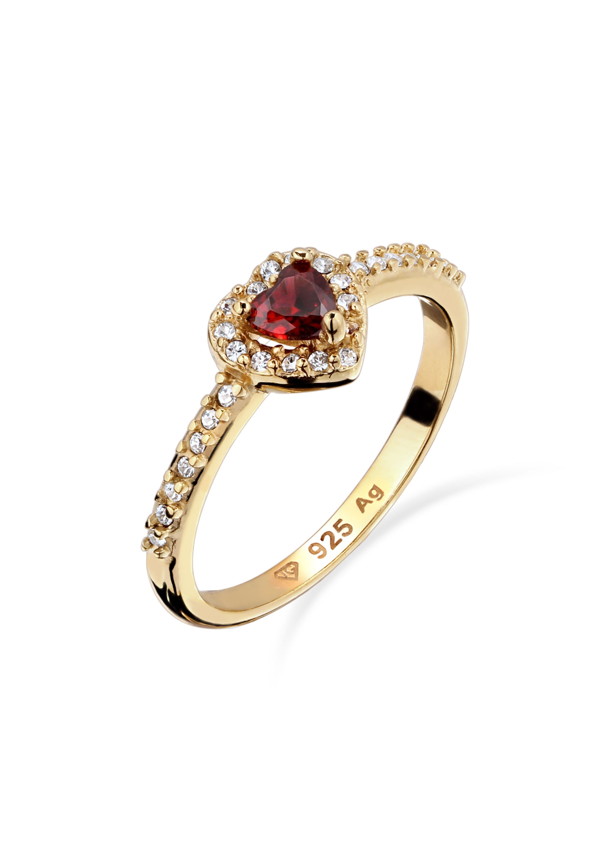 Elli Silberring »Ring Herz Swarovski(R) Kristalle Zirkonia Rot 925 Sterling Silber vergoldet«