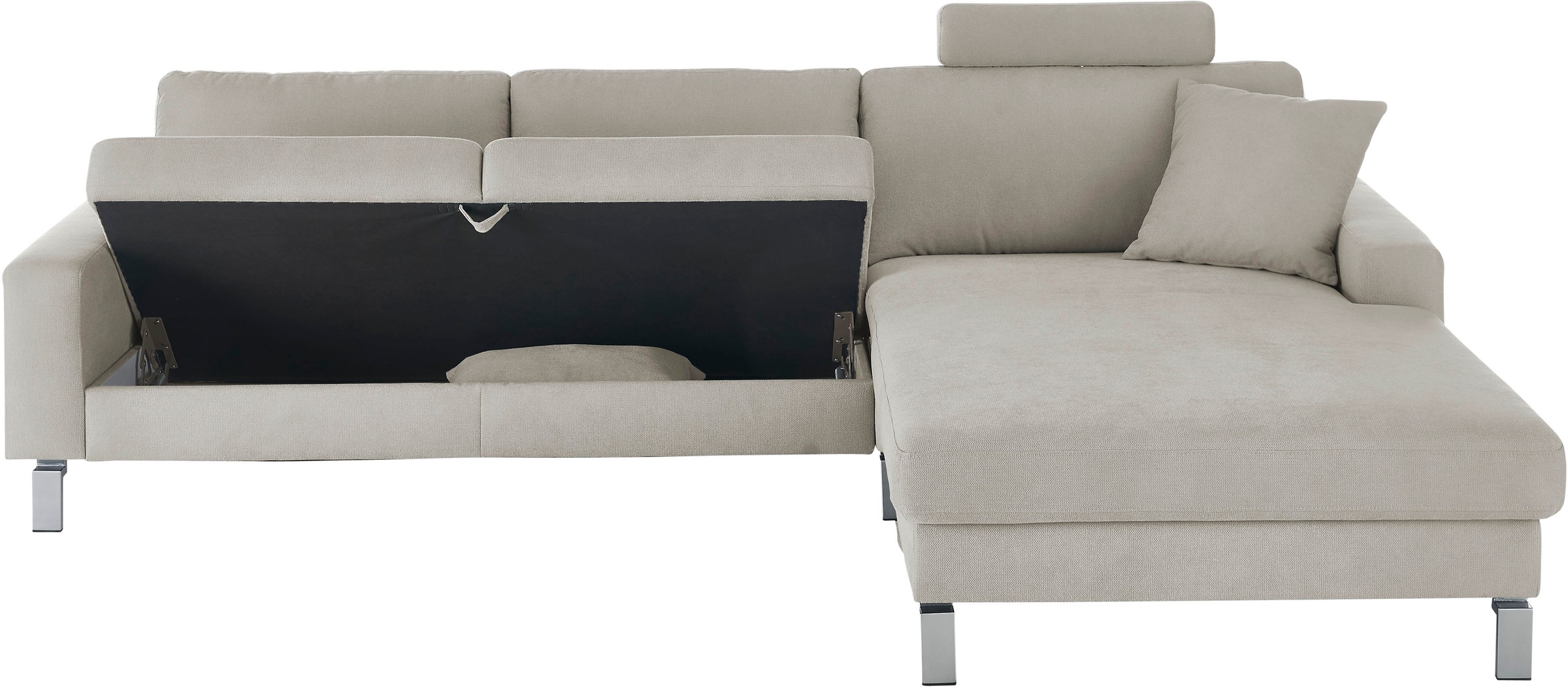 3C Candy Ecksofa »Lecce, wahlweise PUR-Schaumstoff oder Tonnentaschenfederkern«, Bett im 2,5-Sitzer, teilmotorische Schlaffunktion im Longchair, L-Form