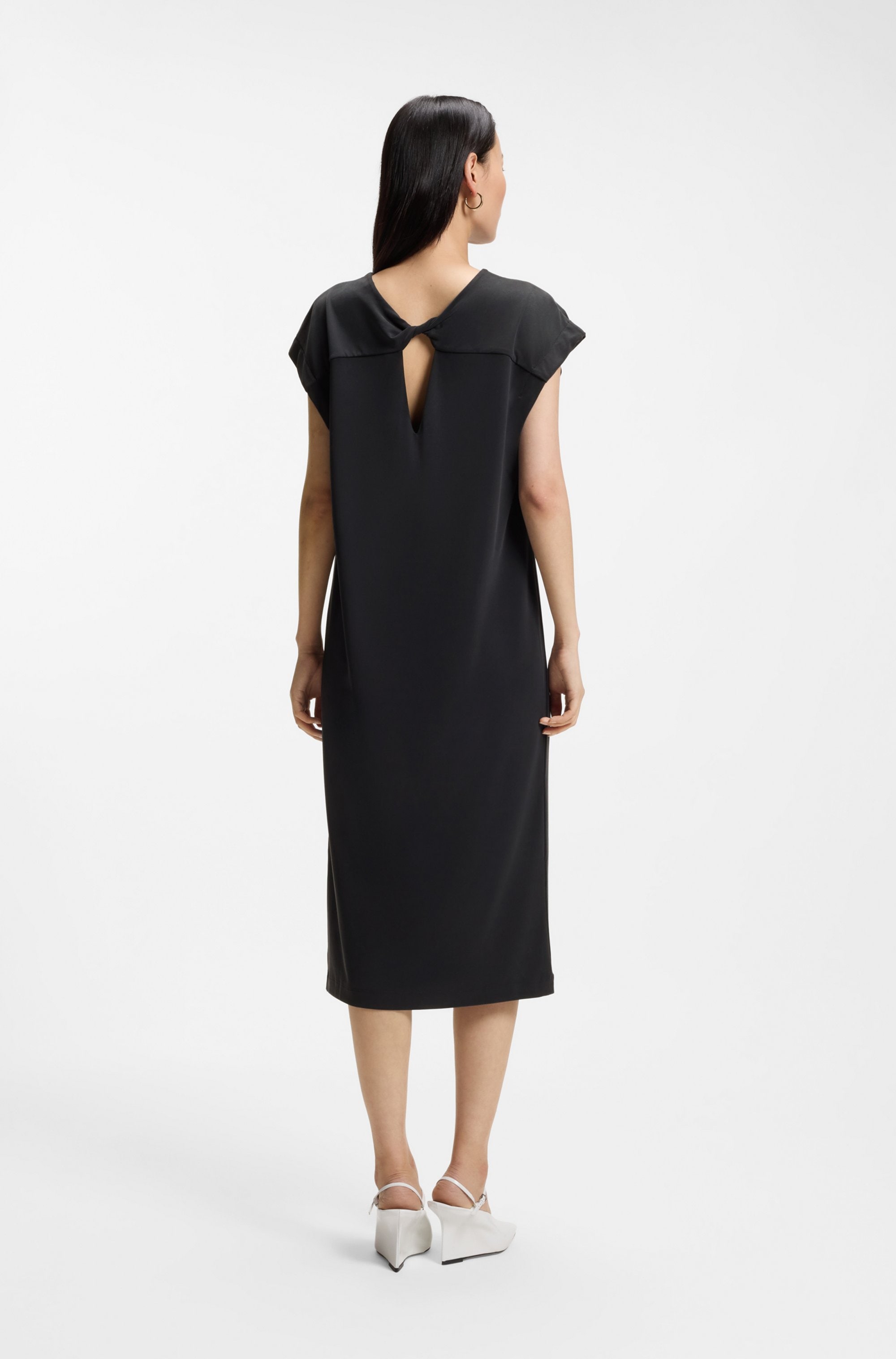 BOSS ORANGE Midikleid »Endra Premium Damenmode« mit Knotendetail, gerade geschnitten