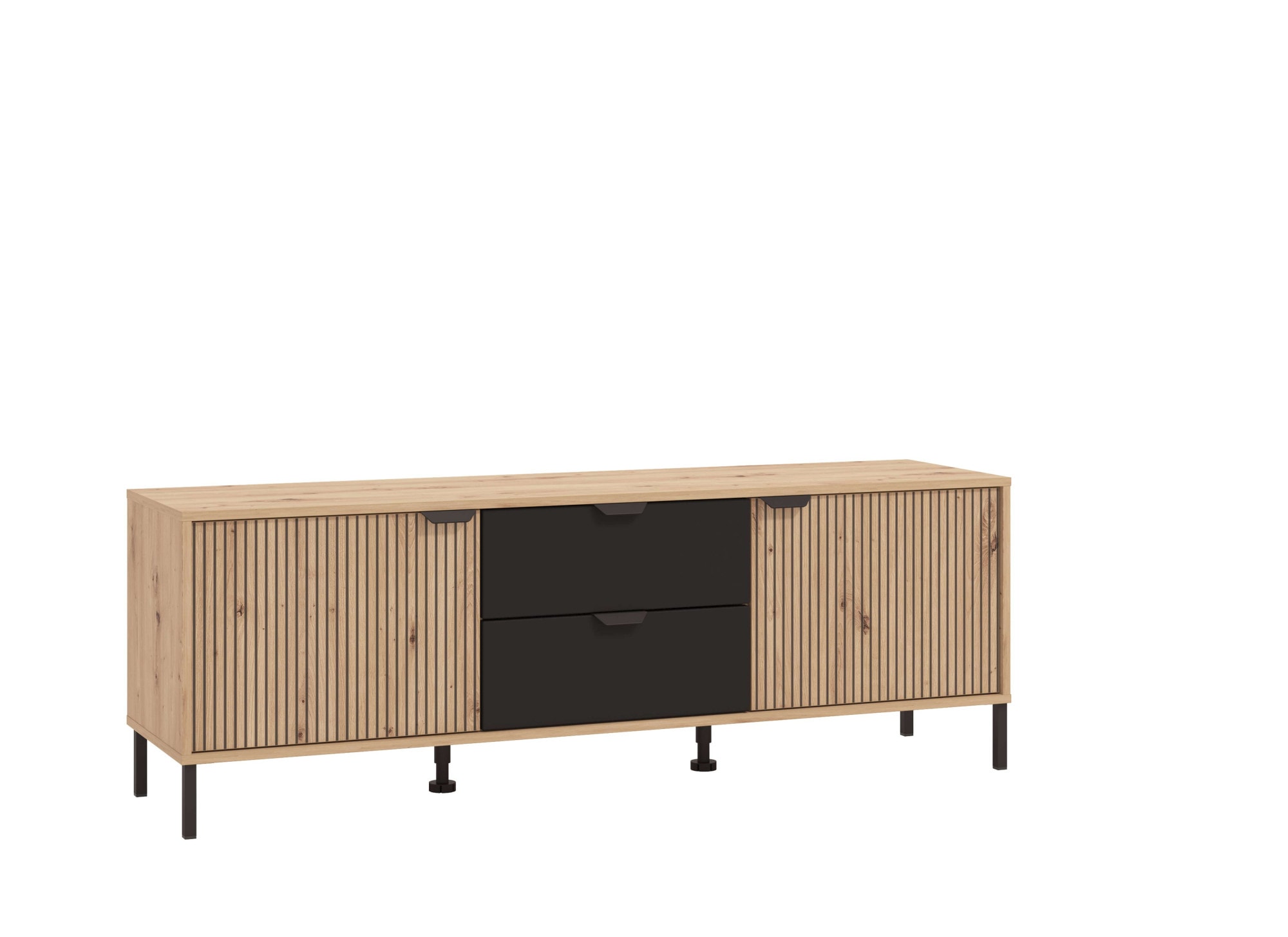 Home affaire Lowboard »Mayenne, TV-Lowboard, Breite 157 cm«, TV-Kommode, Türen mit Rillen-Optik, 2 Schubkästen