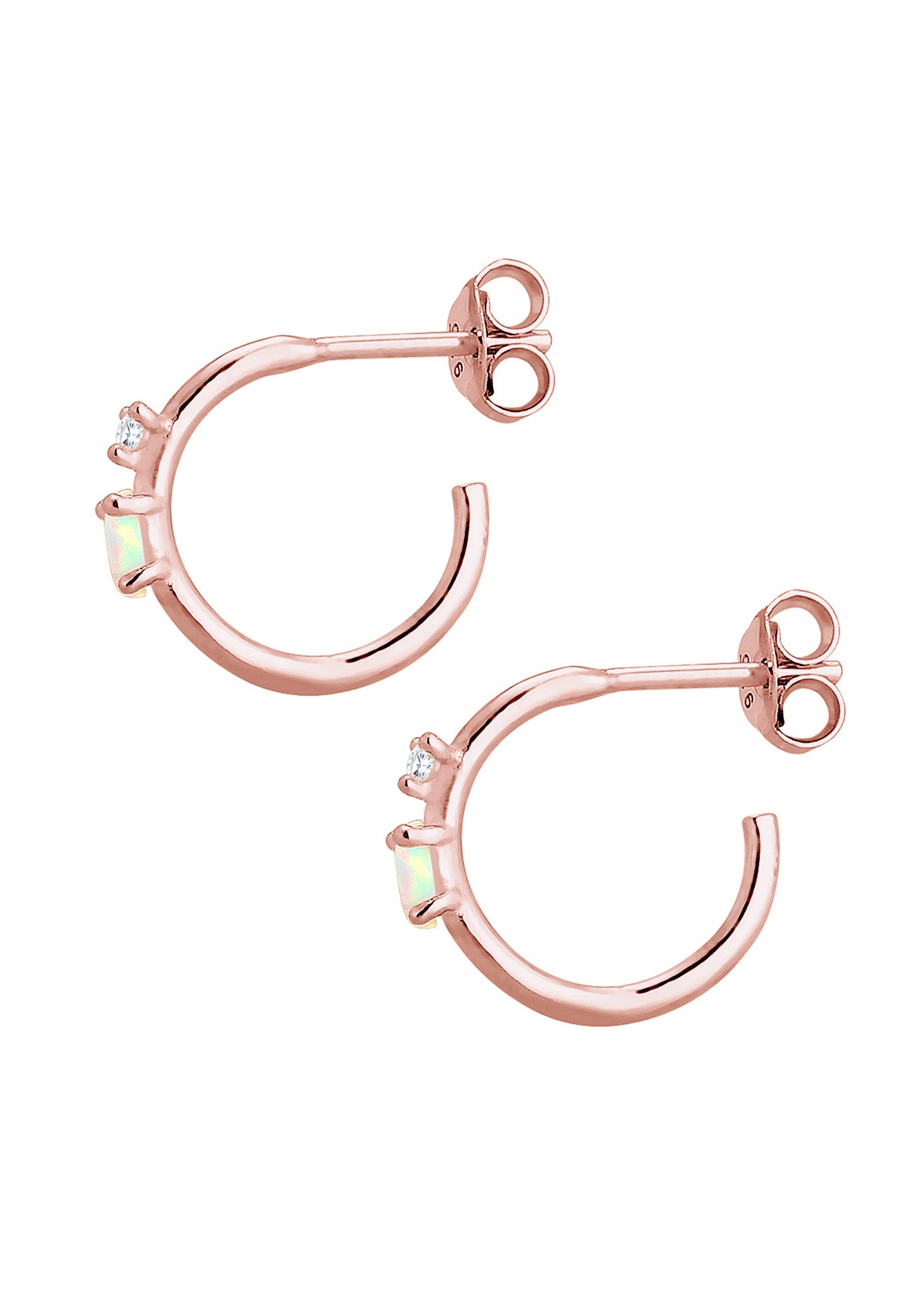 Elli Paar Creolen »Ohrringe Stecker Opal Marquise und Zirkonia 925 Silber«
