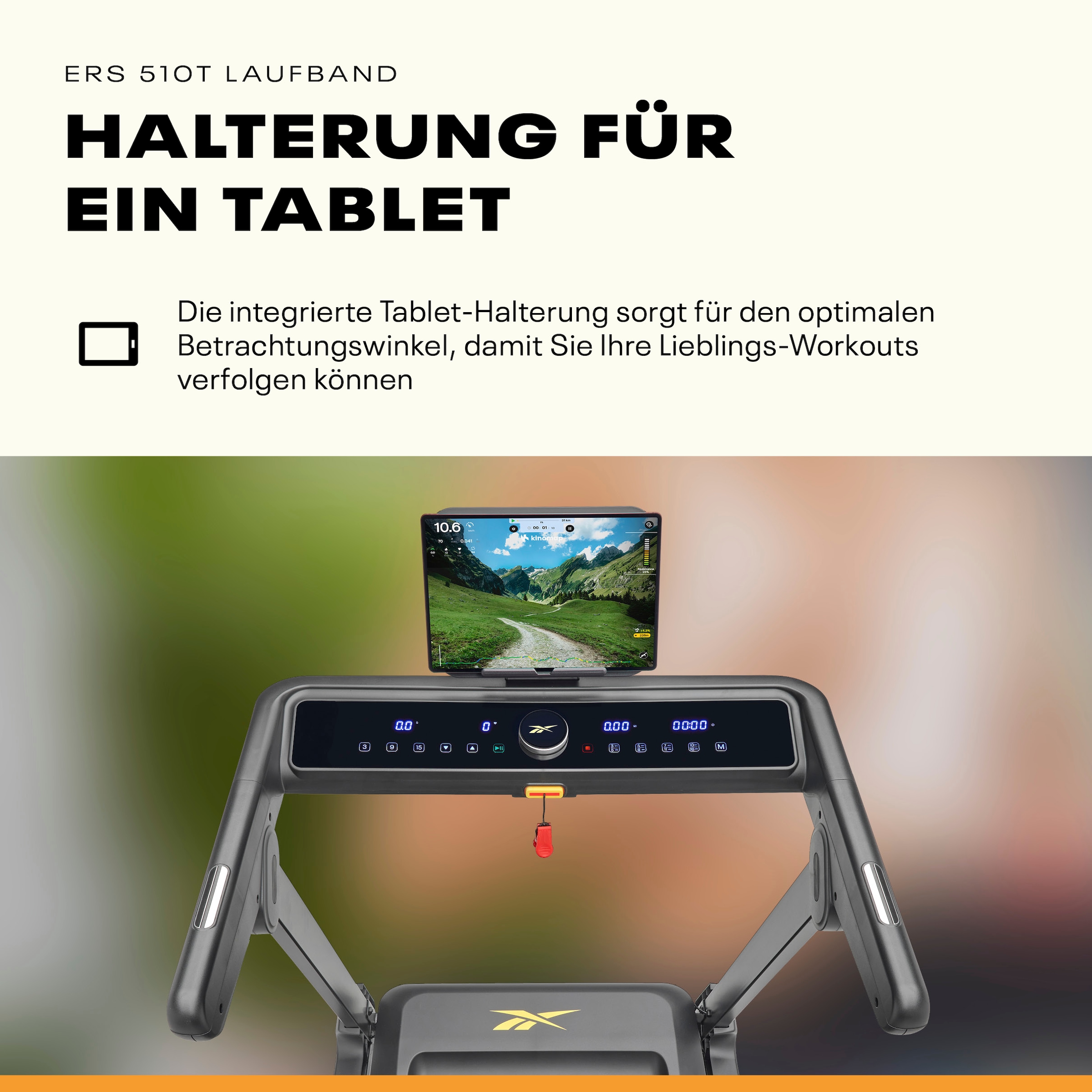 Reebok Laufband »Reebok ERS 510T Laufband – klappbar, 18 km/h« Suspension-Dämpfung, Soft-Drop-Klappsystem, 90% vormontiert