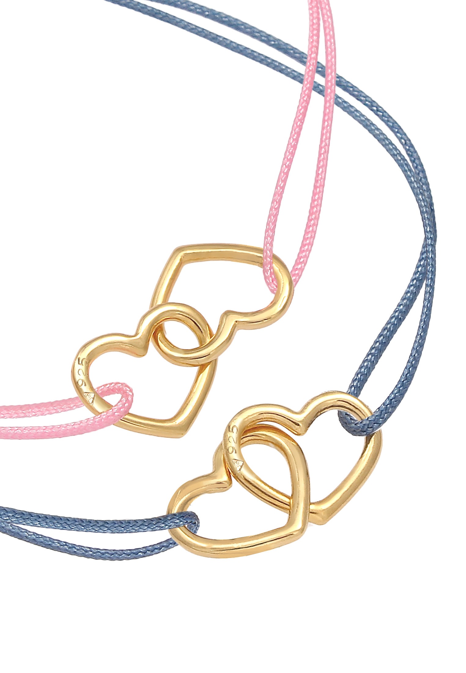 Elli Armketten Set »Armband Kinder Herzen Nylon Bändchen 2er Set 925 Silber«