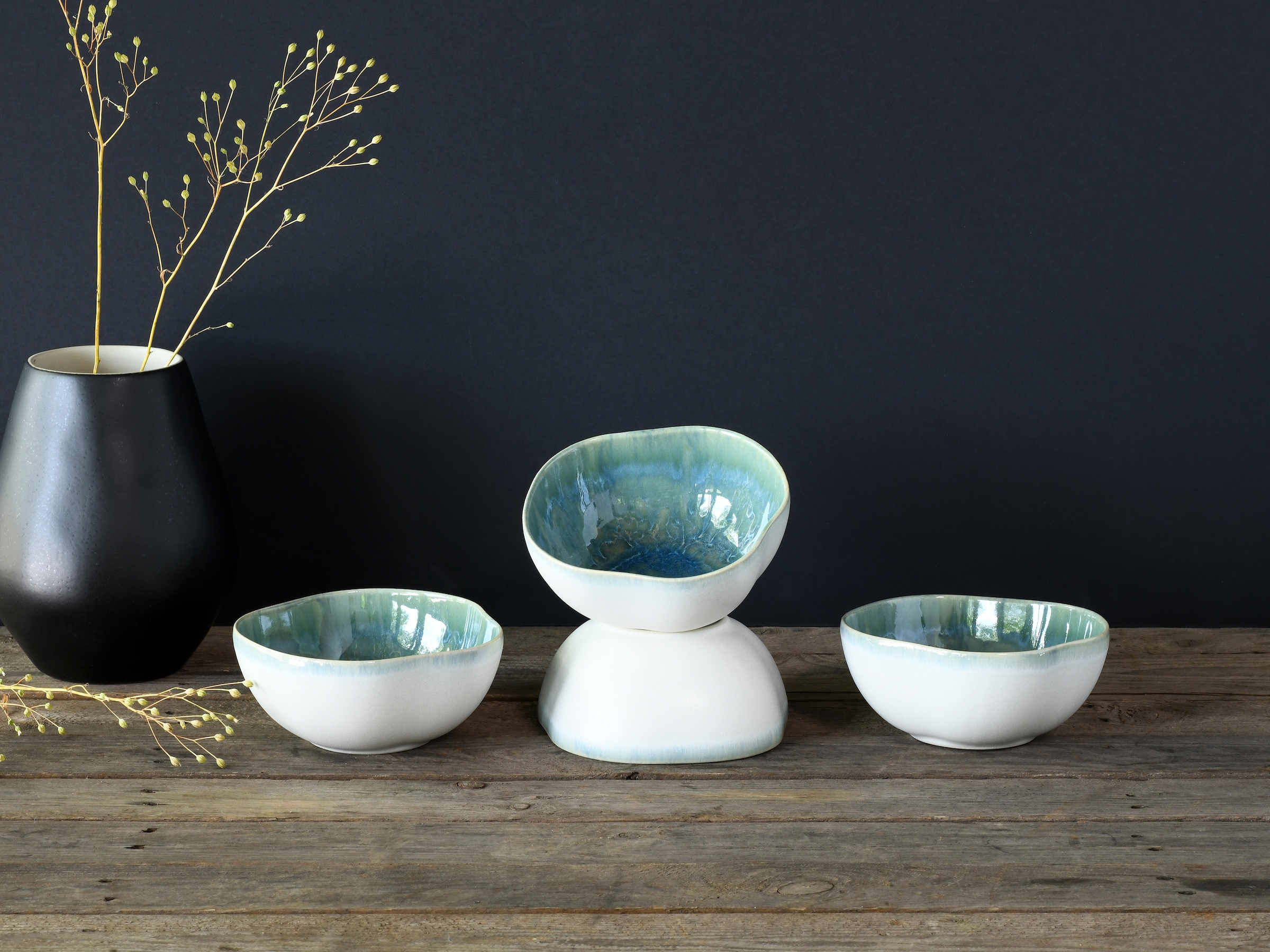 CreaTable Schüssel »Yuki« 4 Stk. aus Steinzeug Reaktiv-Digitaldruck, jedes Stück ein Unikat, Ø 16 cm