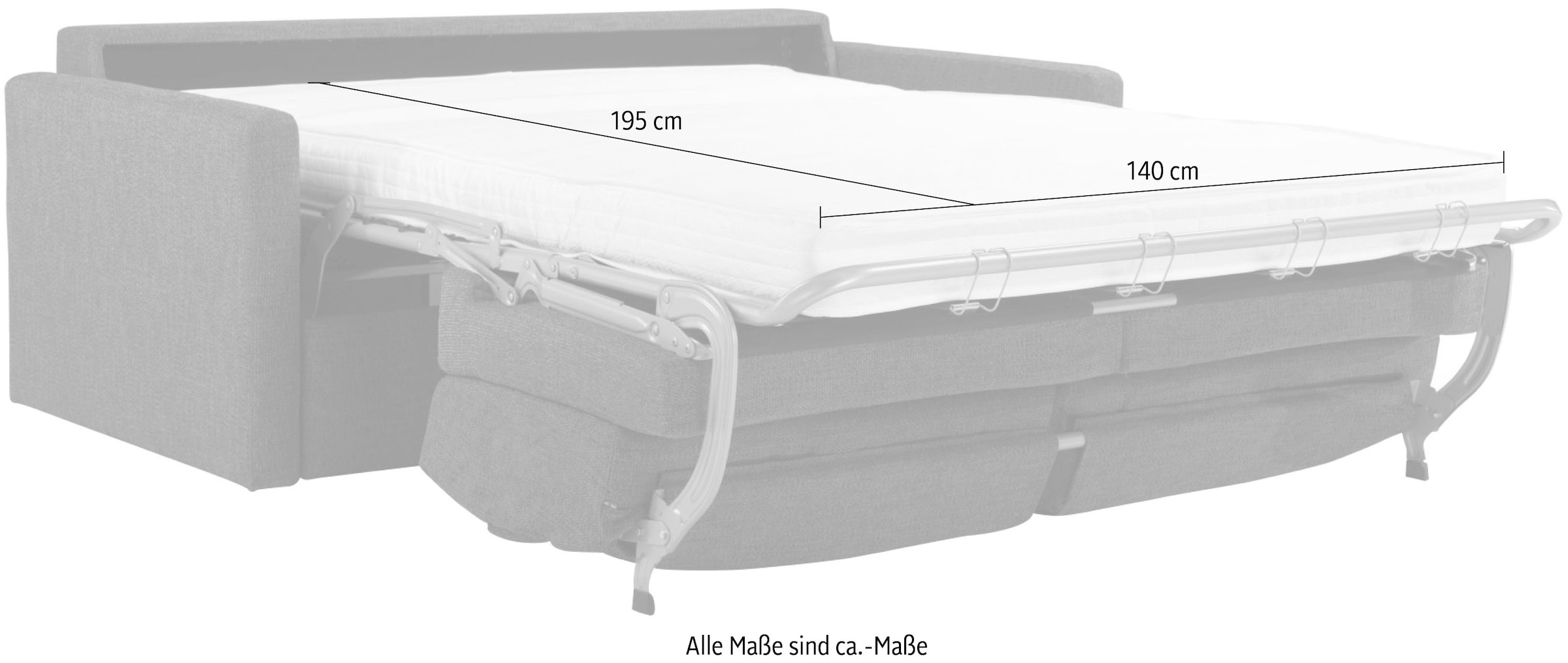 Places of Style Schlafsofa »GOLDPOINT 182cm, Dauerschläfer, Liegefläche 140/200 cm,«, 3-Sitzer mit Bettfunktion, Bonell-Federkernmatratze