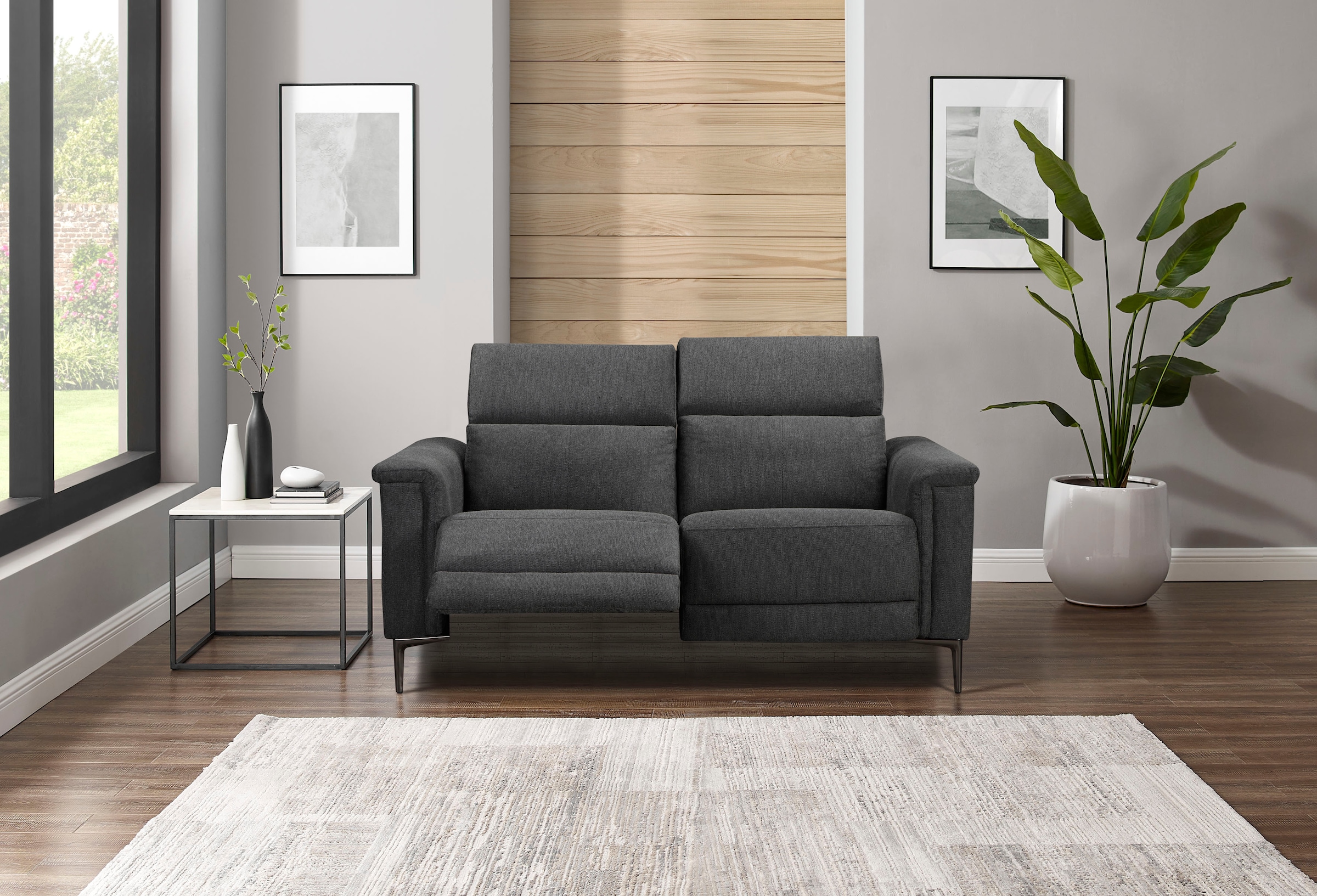 OTTO home 2-Sitzer »Lund, mit Relaxfunktion und Kopfteilverstellung« manuell od. elektrisch (m.USB-C), Echtleder, Kunstleder, Webstoff