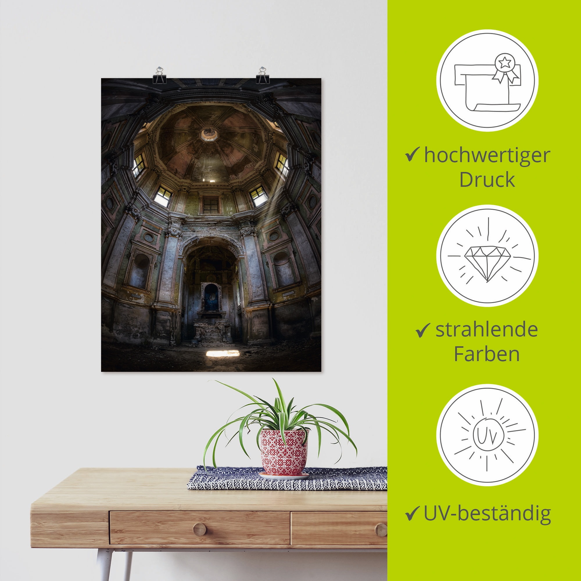 Artland Wandbild »Lost Place - marode Kirche - verlassen«, Gebäude, (1 St.), als Leinwandbild, Poster in verschied. Größen