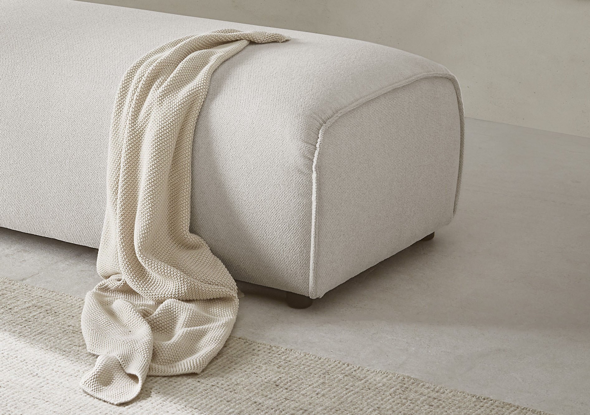 LeGer Home by Lena Gercke Hocker »PIARA, Polsterhocker mit Kedernaht in Cord oder Leinenoptik«, zur Serie PIARA, rechteckig, schwarze Füße, bequemer Sitzkomfort