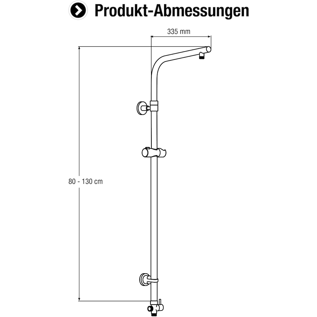 CORNAT Steigrohr »80 - 130 cm - Höhenverstellbar - Mit Umschalter & Handbrausenhalter«