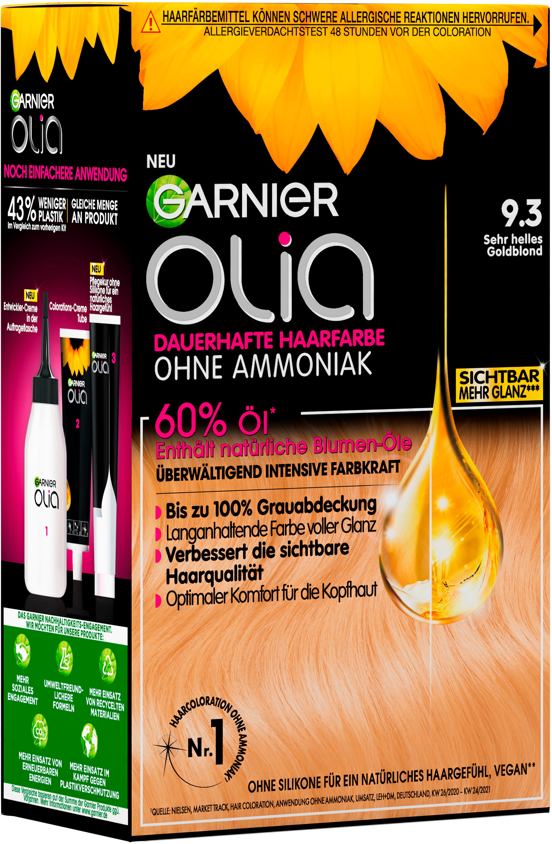 GARNIER Coloration »Garnier Olia dauerhafte Haarfarbe«, (Set, 3 tlg.), mit pflegender Formel