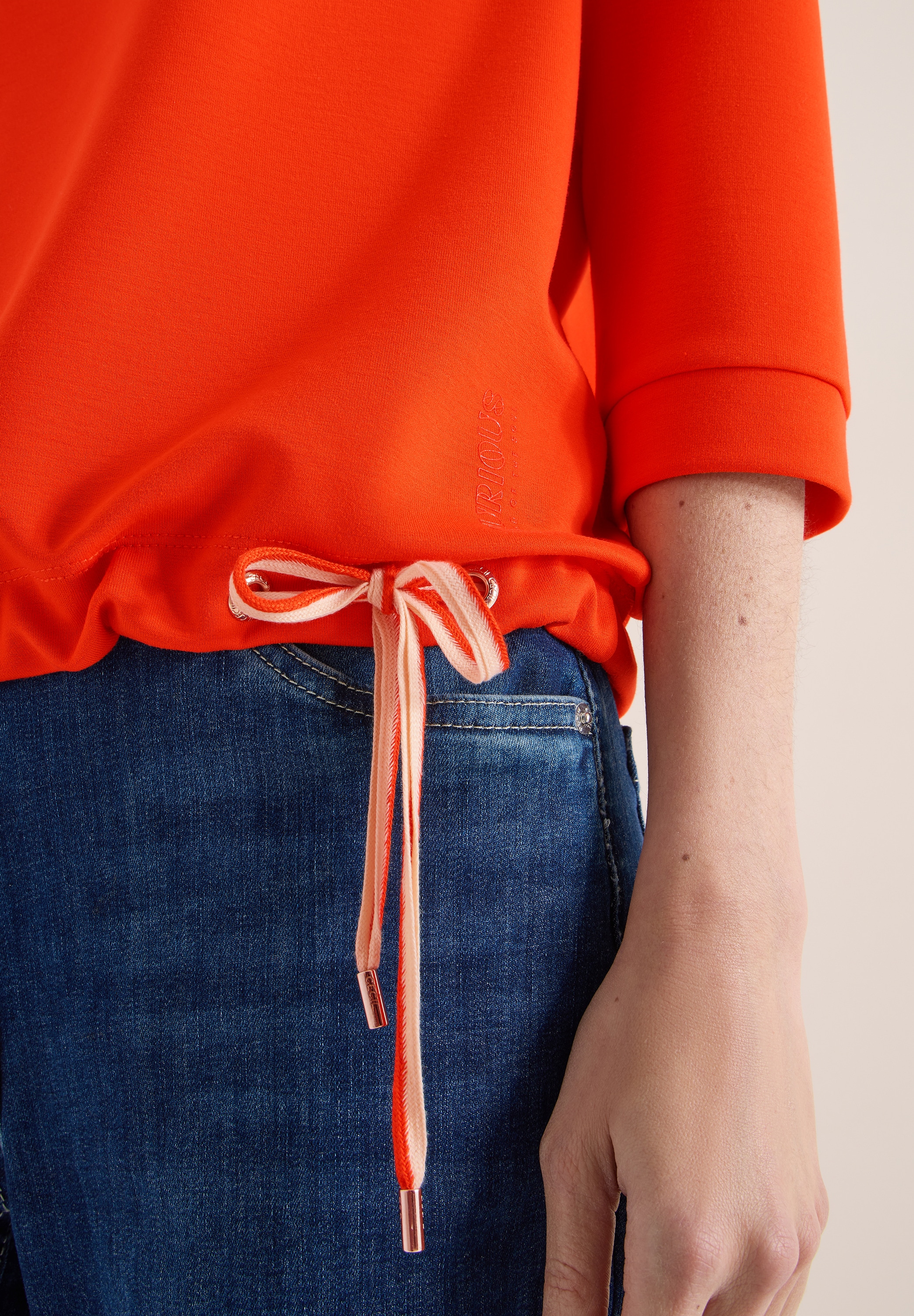 Cecil 3/4-Arm-Shirt mit Kordelzug am Saum