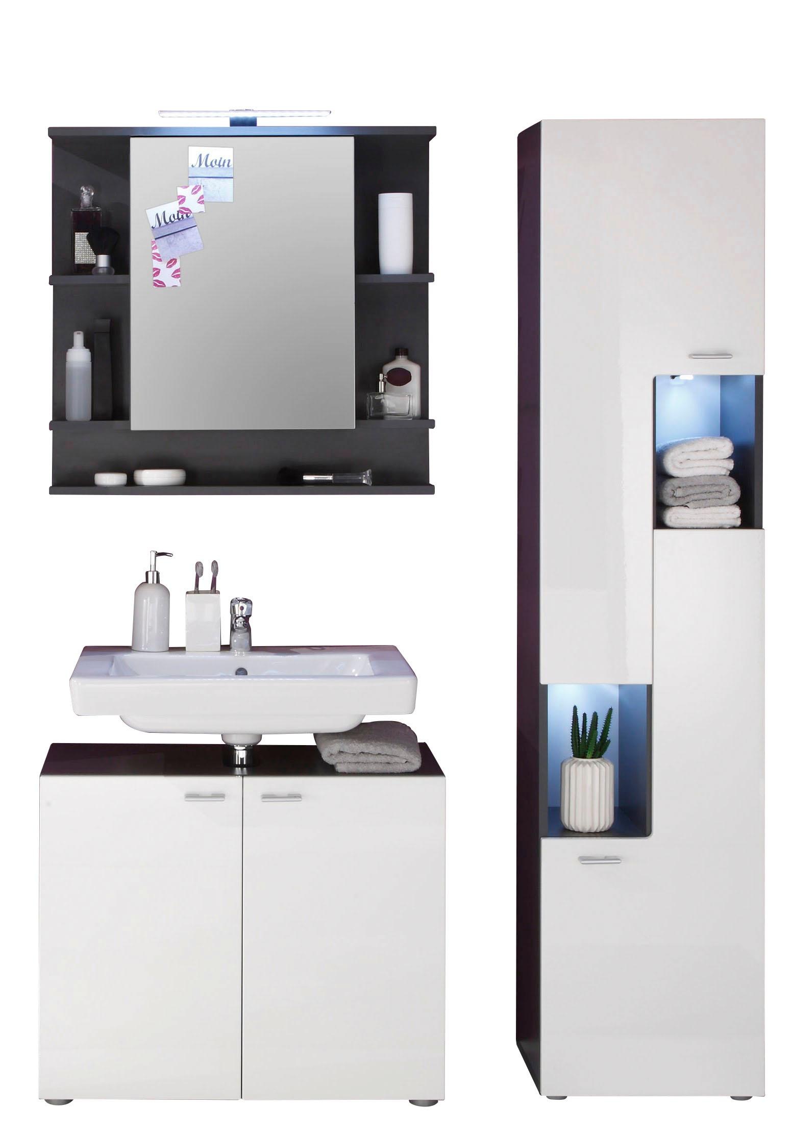 trendteam Badmöbel-Set »Tetis«, (Set, 3 tlg.), Hochschrankvariante rechts