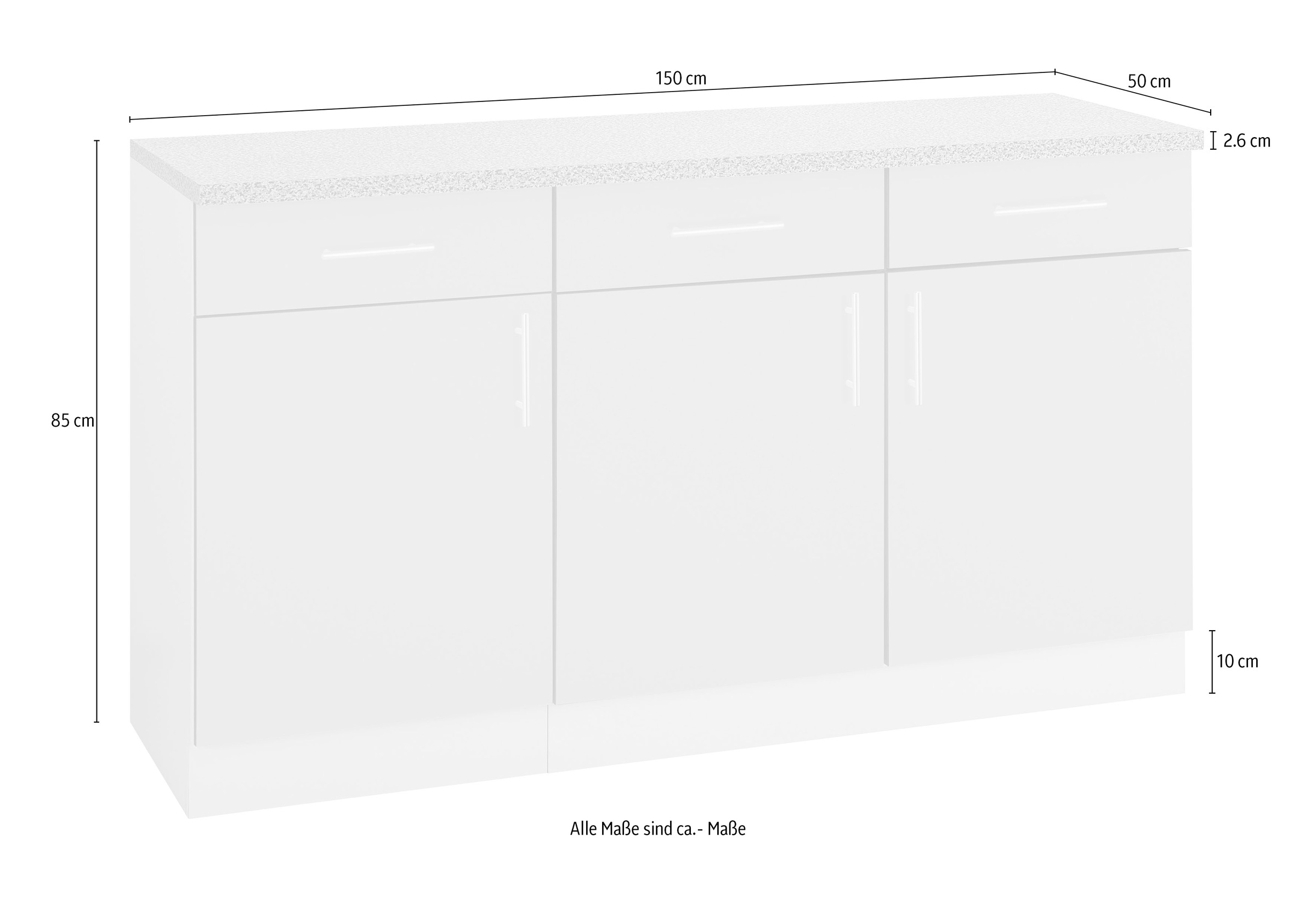 Unterschrank breit Küchen OTTO 150 cm Online im »Kiel«, wiho Shop