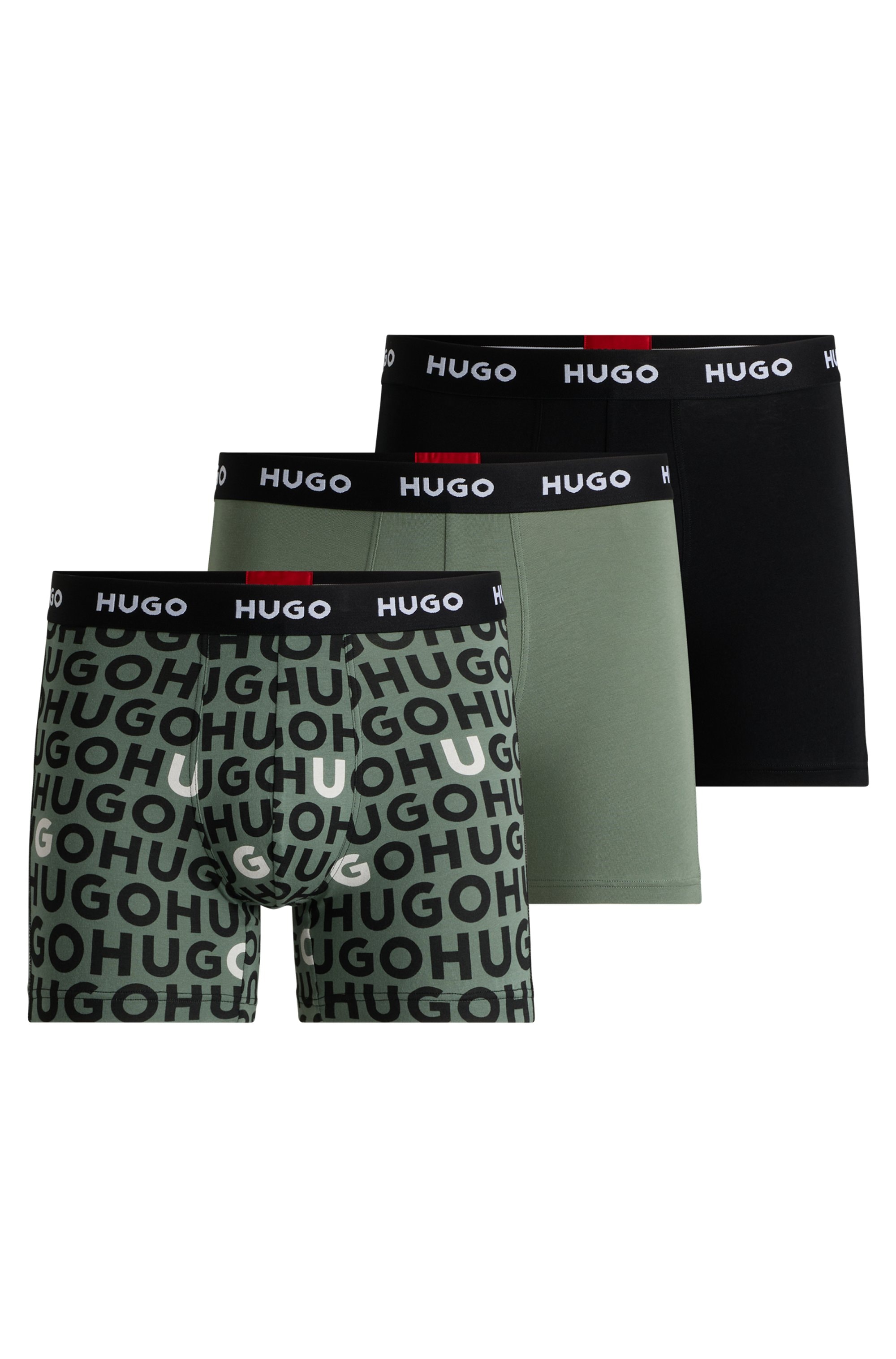 HUGO Underwear Boxershorts »BOXERBR TRPLT DESIGN«, Markenlogo am elastischem Bund