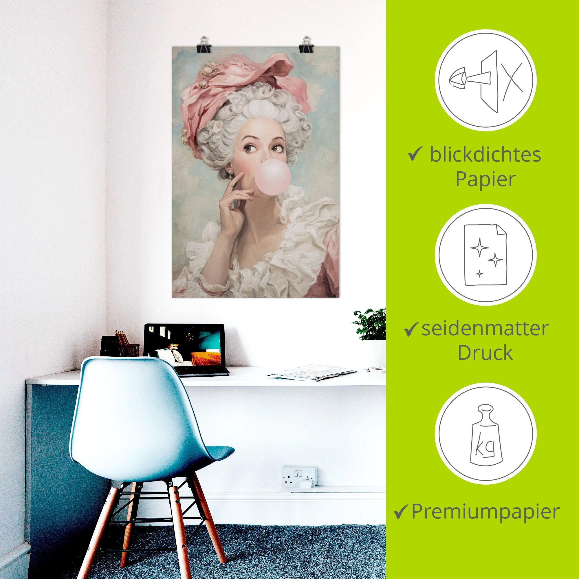 Artland Wandbild »Kaugummi Rebellin Madame Pompadour« Bilder von Frauen 1 Stk. tlg. als Alubild, Leinwandbild, Poster, Wandaufkleber in verschied. Größen