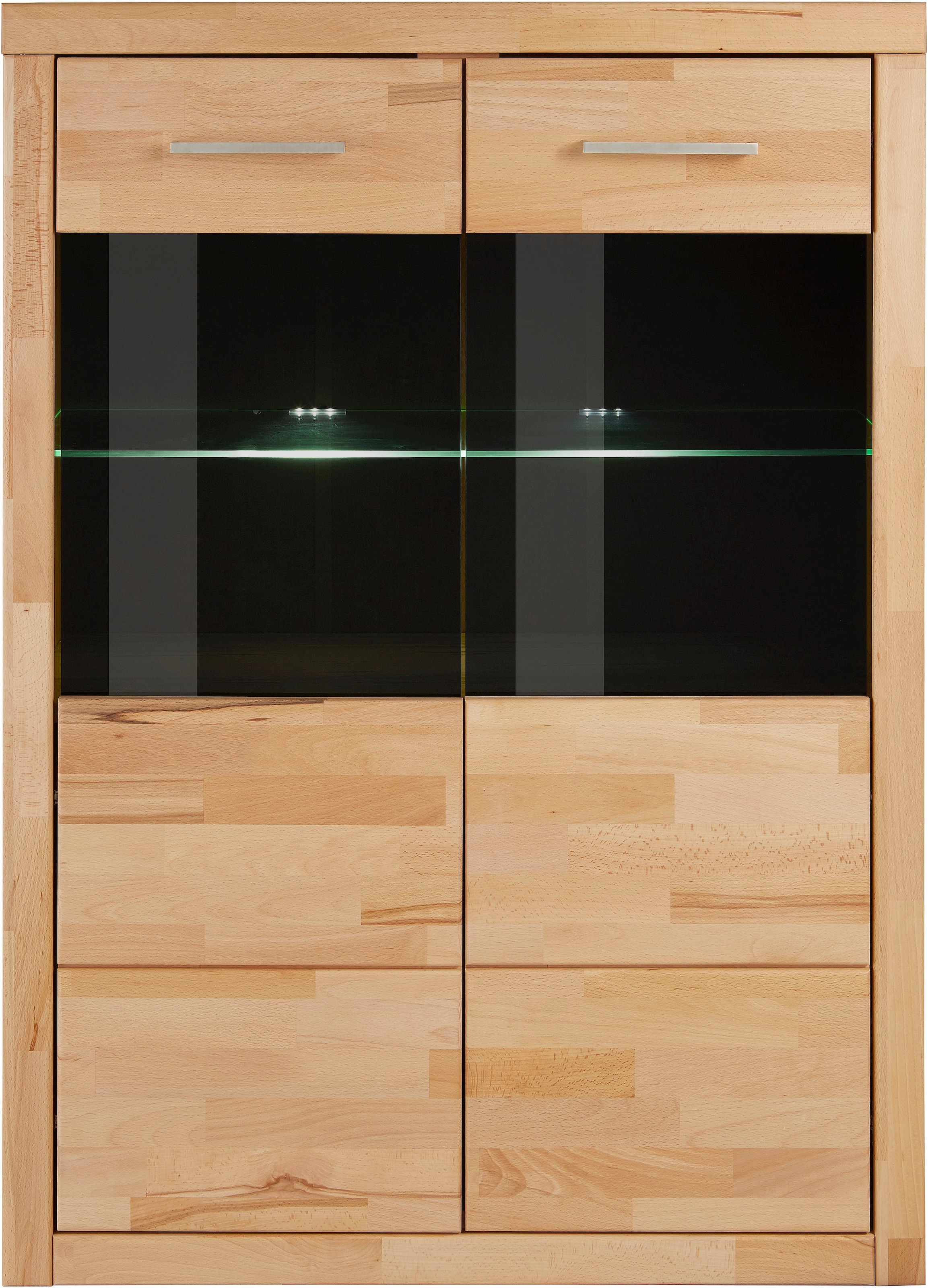 Home affaire Stauraumvitrine »Ribe,125cm hoch,112cm breit,4 breite Fächer«, Korpus Holzwerkstoff,2Türen mit Glaseinsatz, Böden versetzbar