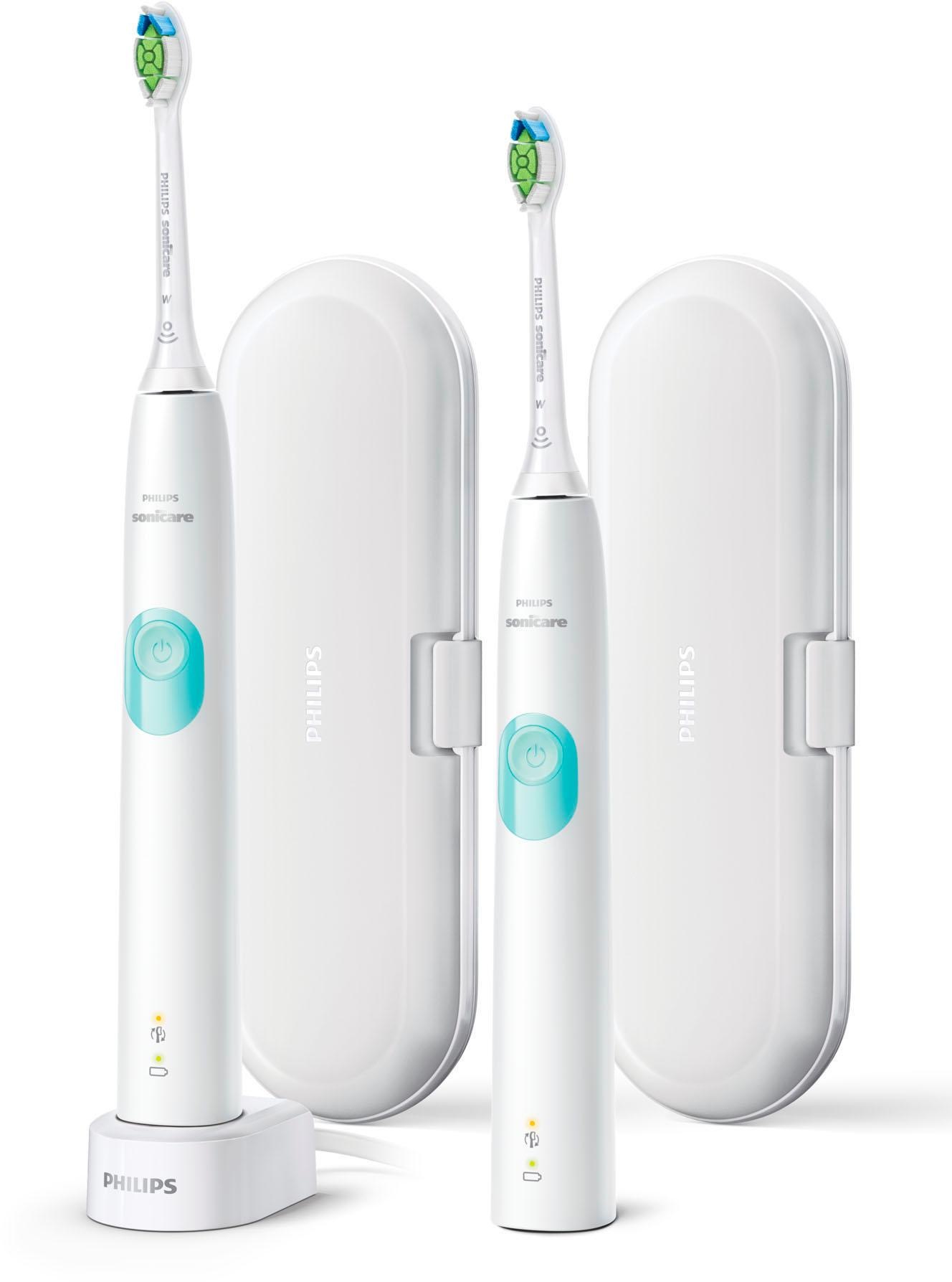 Philips Sonicare Elektrische Zahnbürste »HX6807/35«, 2 St. Aufsteckbürsten, ProtectiveClean 4300 Schallzahnbürste mit Clean-Putzprogramm inkl. 2 Reiseetuis & Ladegerät