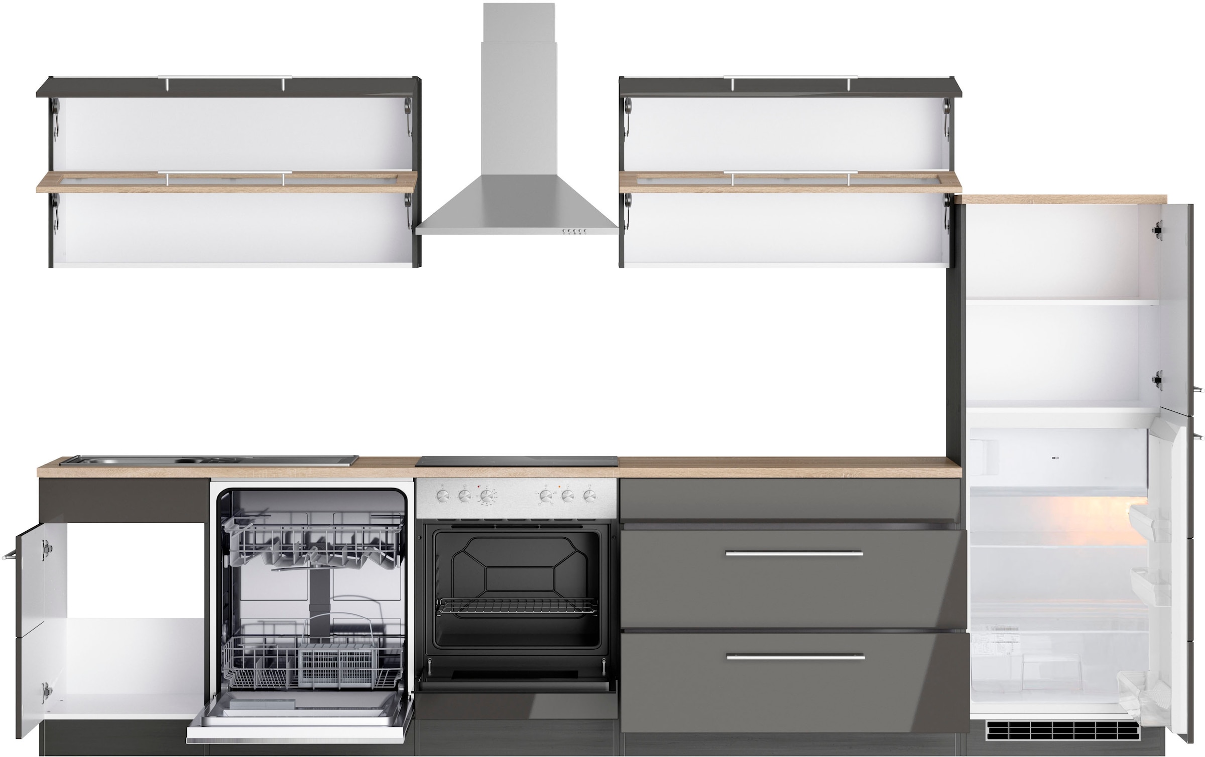 KOCHSTATION Küchenzeile »KS-Wien« Breite 330 cm, wahlweise mit E-Geräten