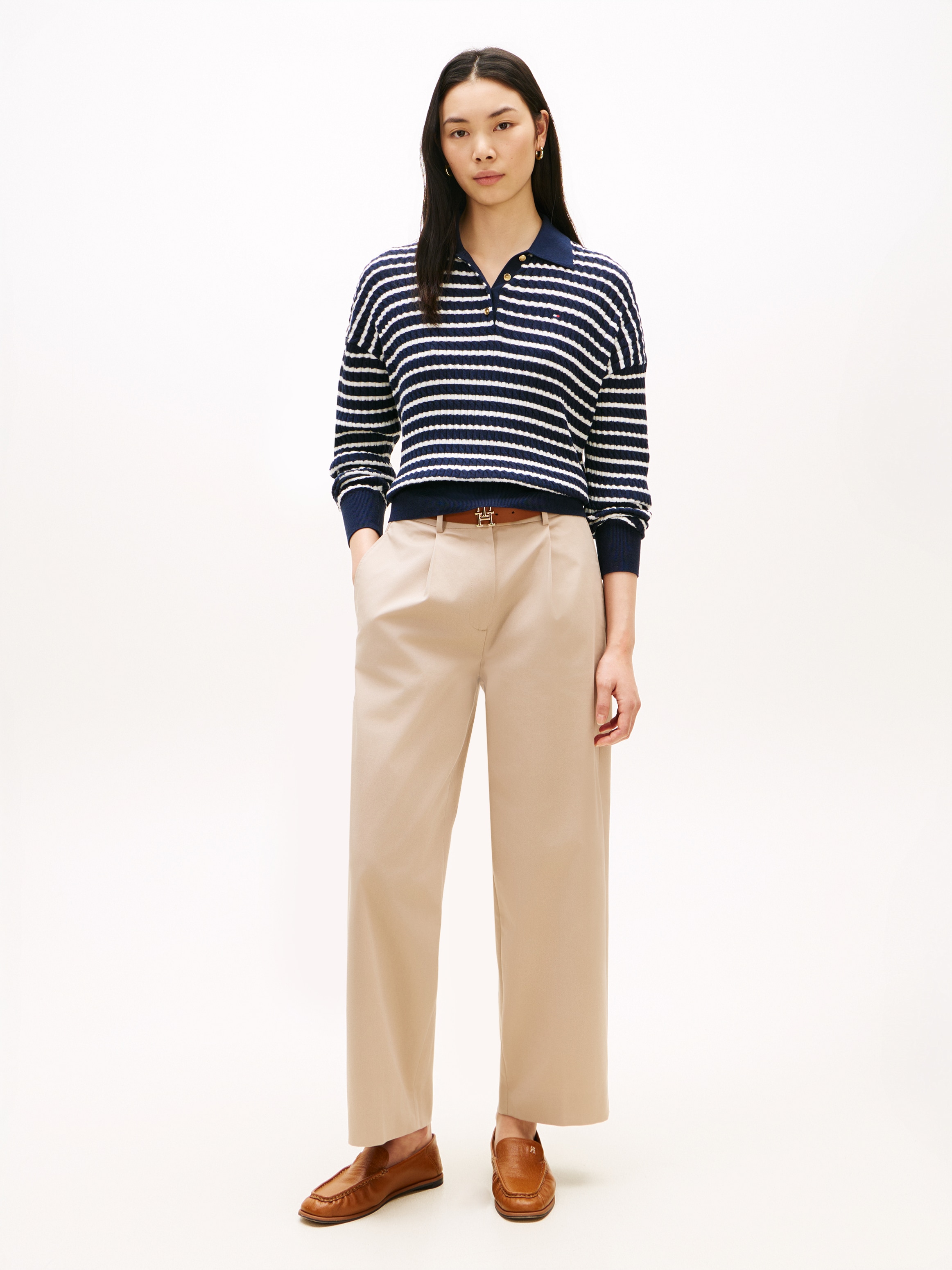 Tommy Hilfiger Chinohose »COTTON BARREL PLEATED CHINO«  Baumwollmix, Mid Rise, Tapered