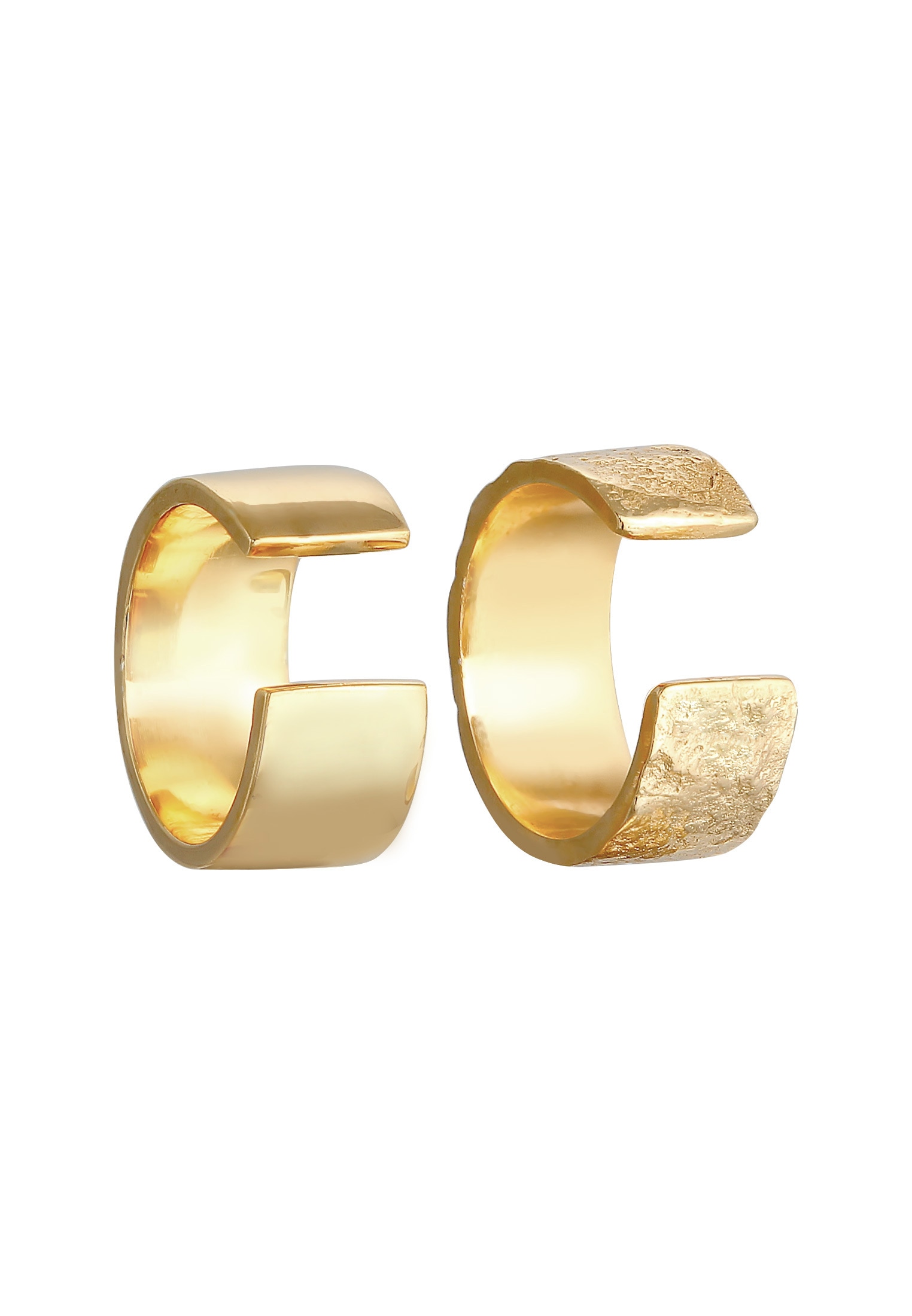 Elli Schmuckset »Ohrringe Earcuff Breit Basic Gehämmert 2er Set 925 Silber«