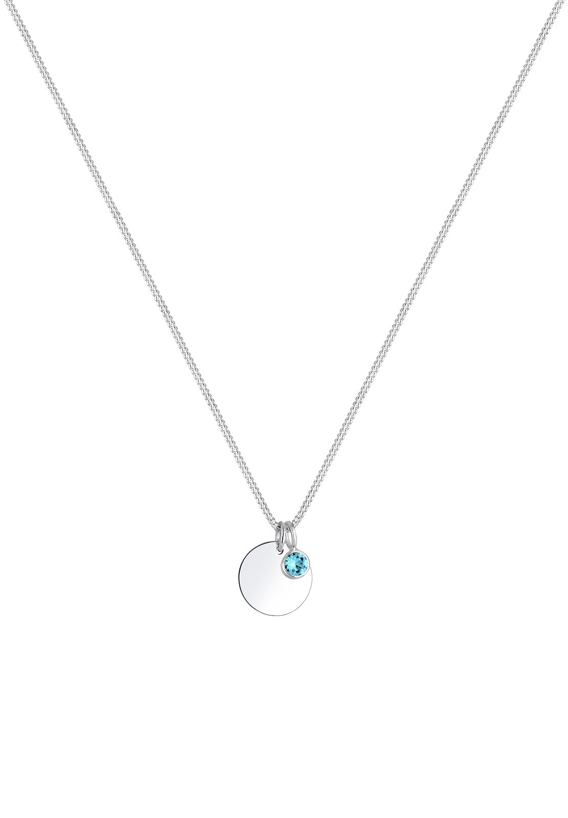 Elli Silberkette »Halskette Plättchen mit Geburtstein Kristalle 925 Sterling silber«