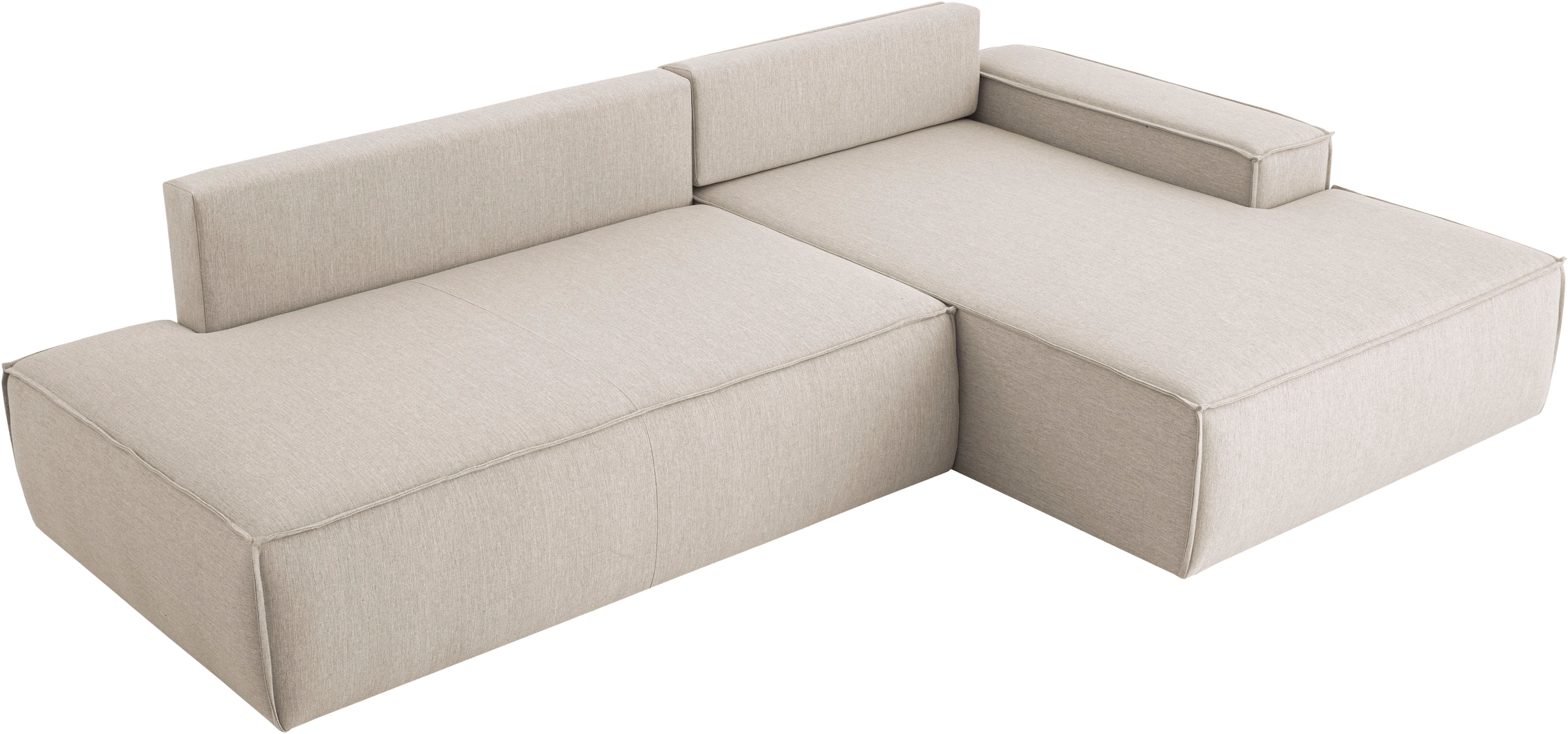 OTTO home Ecksofa »SHERWOOD Leinenoptik  Schlafsofa in L-Form offen (275cm)« Schlaffunktion und Bettkasten, Kedernaht, hoher Sitz- & Liegekomfort,