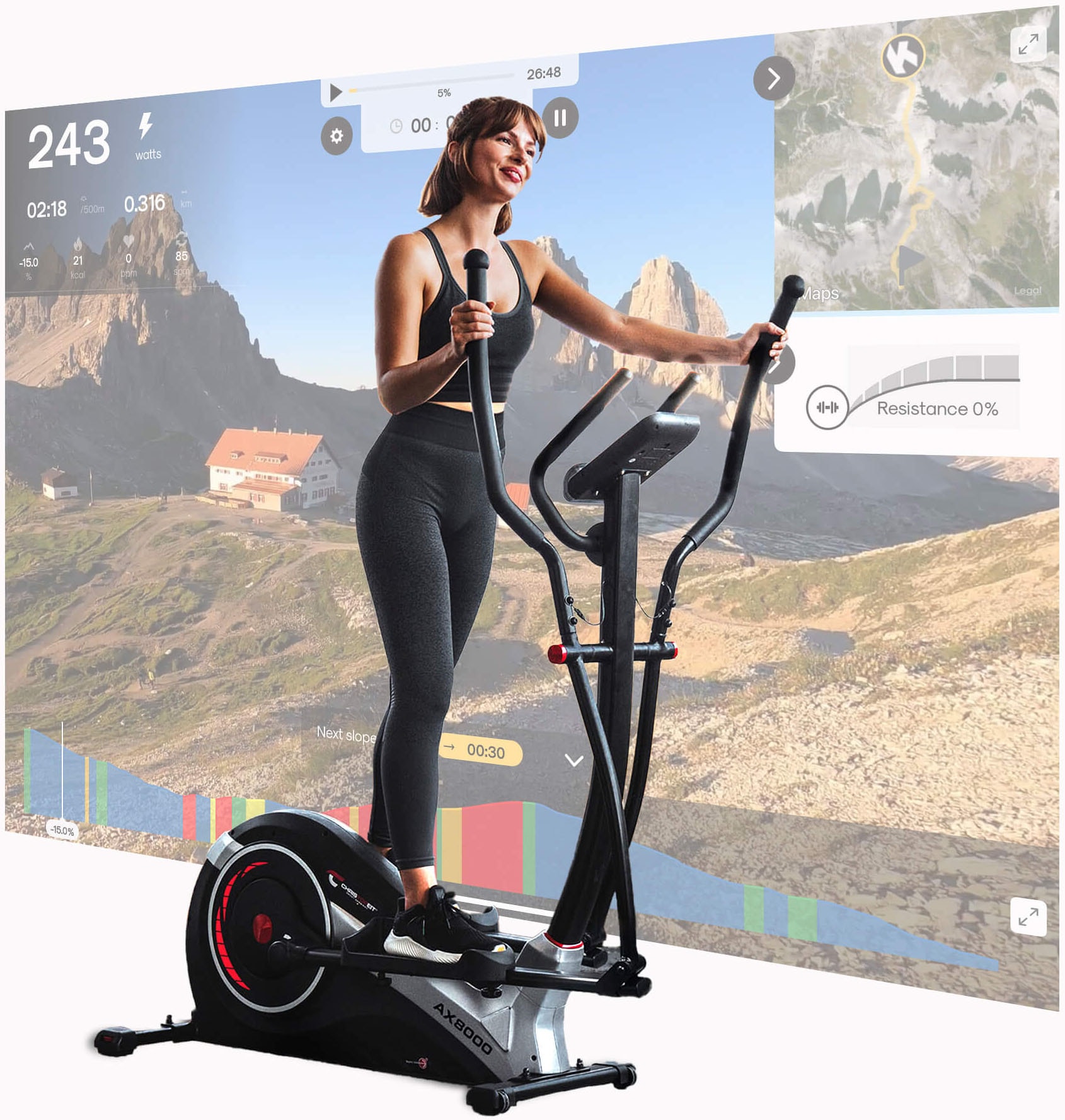 Christopeit Sport® Crosstrainer-Ergometer »AX 8000 inkl. Pulsgurt«, Schwungmasse ca. 8 kg, 24 Widerstandsstufen