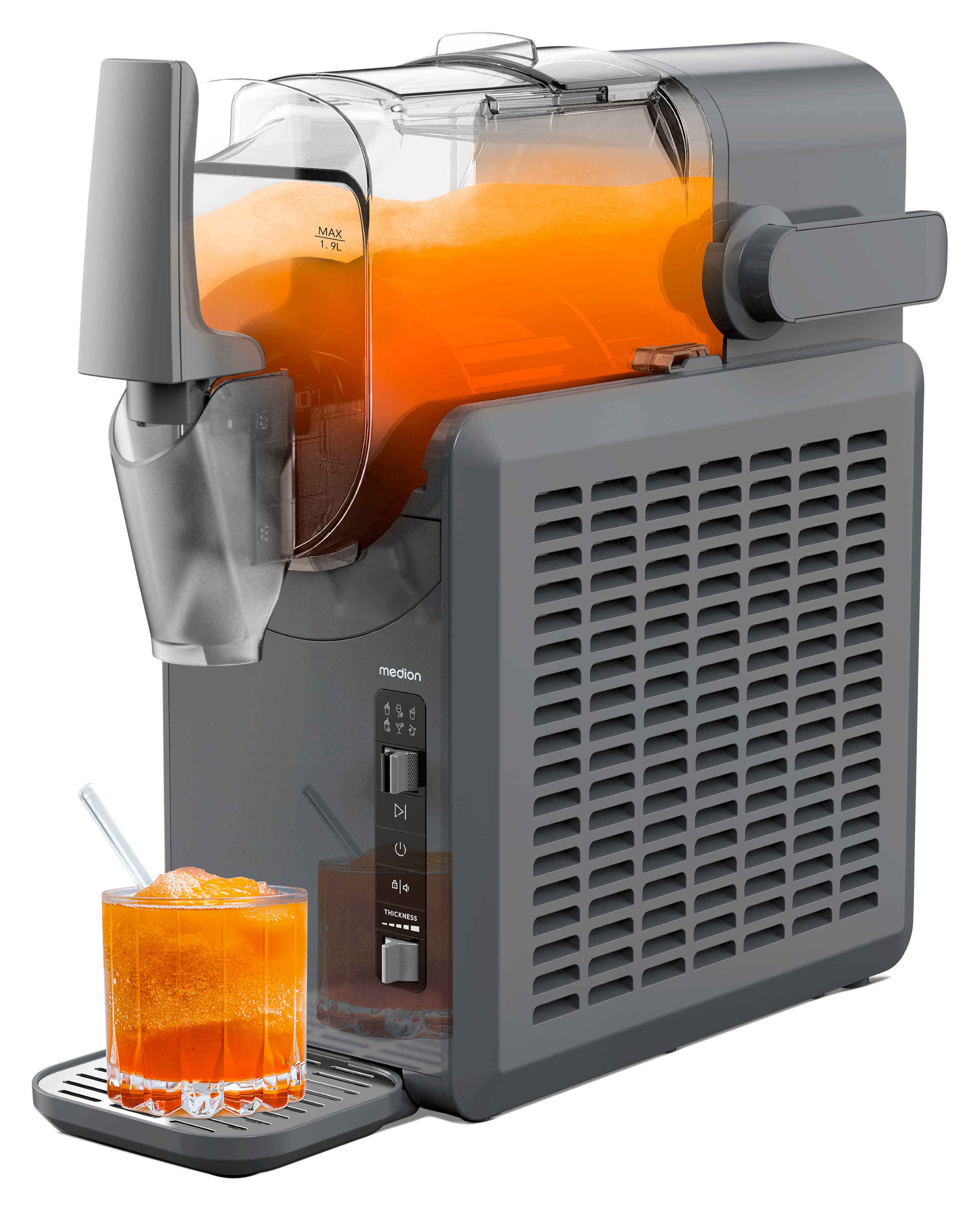 Medion® Slush-Eismaschine »LIFE MD12090 / Slush Ice Maker, 2,6 L Kapazität, Härtegradkontrolle«, 2,6 l, 200 W, 5 Programme, 30–60 Min. Zubereitungszeit, Kompressorkühlung