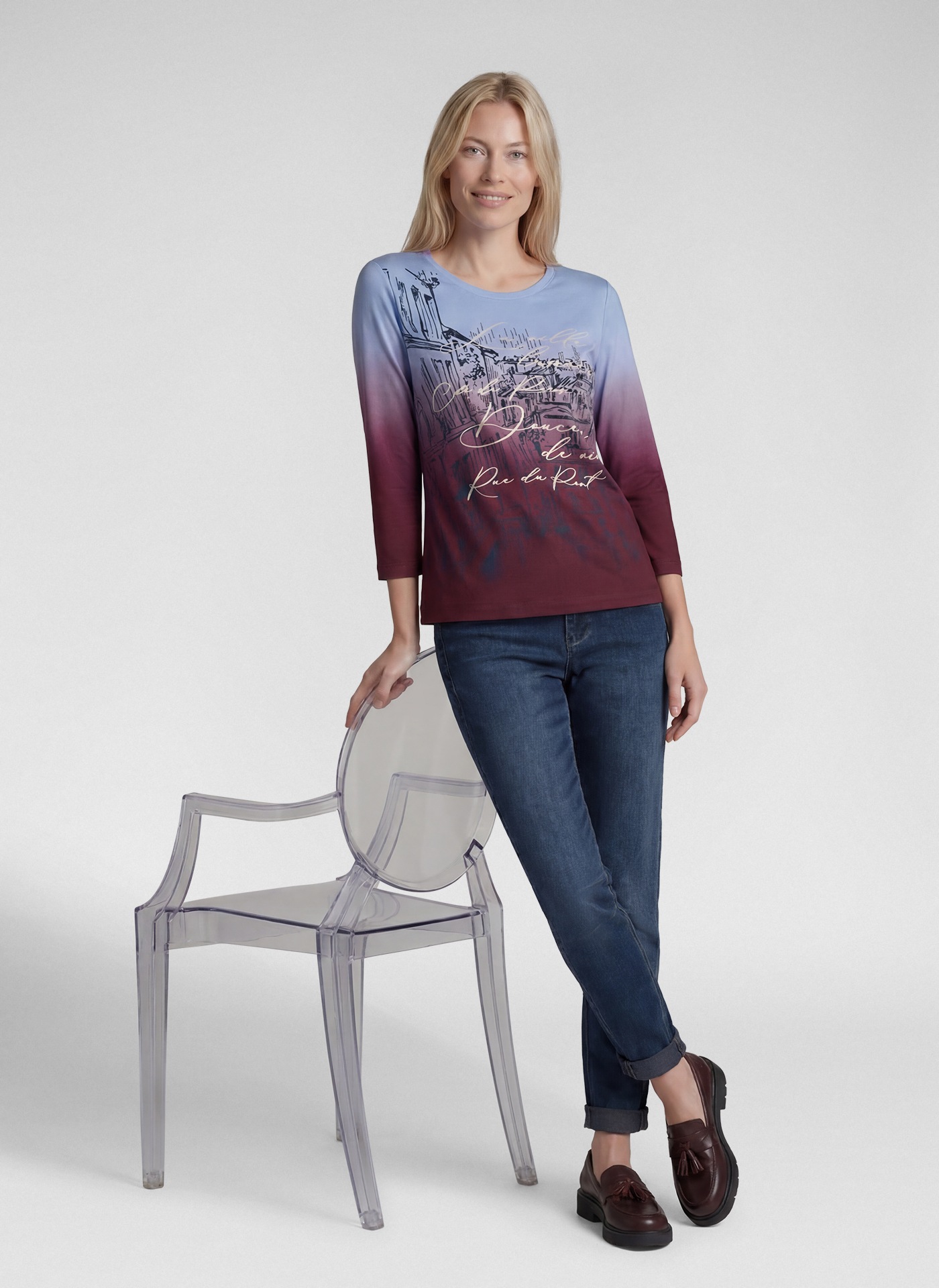 Rabe 3/4-Arm-Shirt mit Farbverlauf und Prints