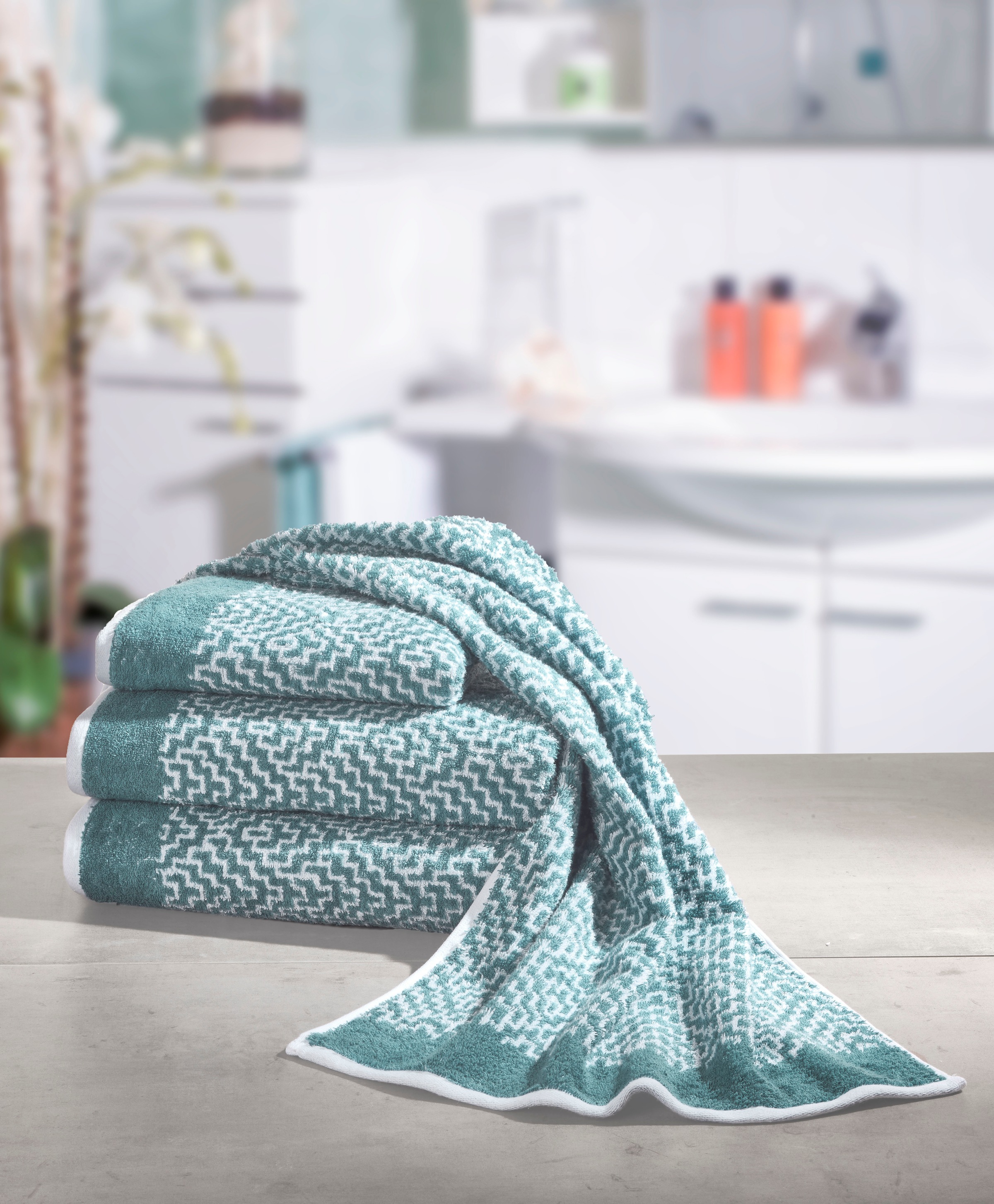 Kleine Wolke Handtuch »Botany«, (1 St., Handtuch 50 x 100 cm), modernes Rauten Design