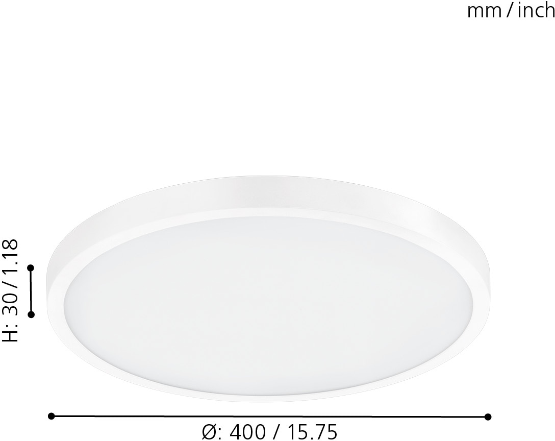 EGLO Aufbauleuchte »FUEVA 1«, 1 flammig, Leuchtmittel LED-Board | LED fest integriert, schlankes Design, nur 3 cm hoch, Durchmesser 40 cm