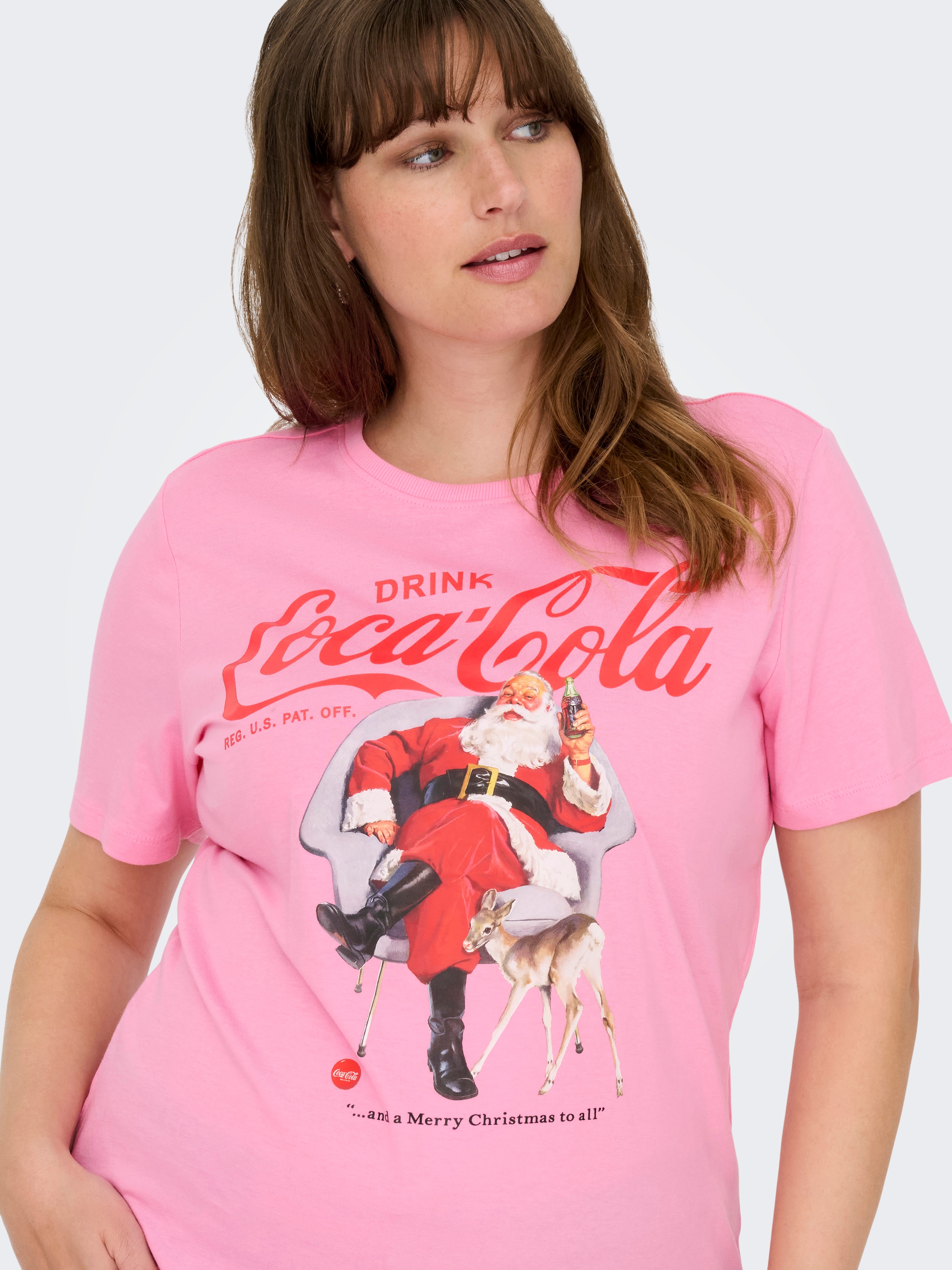 ONLY CARMAKOMA Kurzarmshirt »CARCOCA COLA XMAS LIFE S/S TOP JRS«