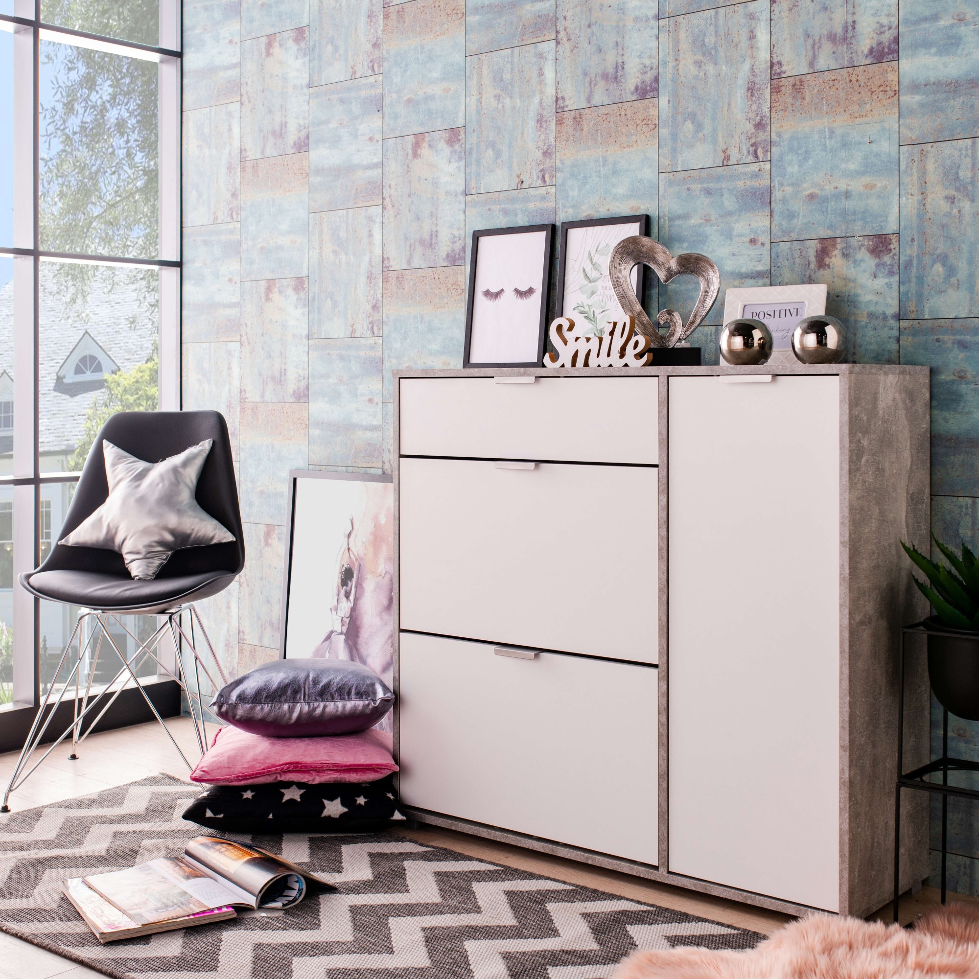 INOSIGN Schuhschrank »Arco 2, Schuhkommode, Schuhregal, Breite 102 cm« 2 Klappen mit Doppelschuhtrommeln, mit Schublade, in modernen Farben