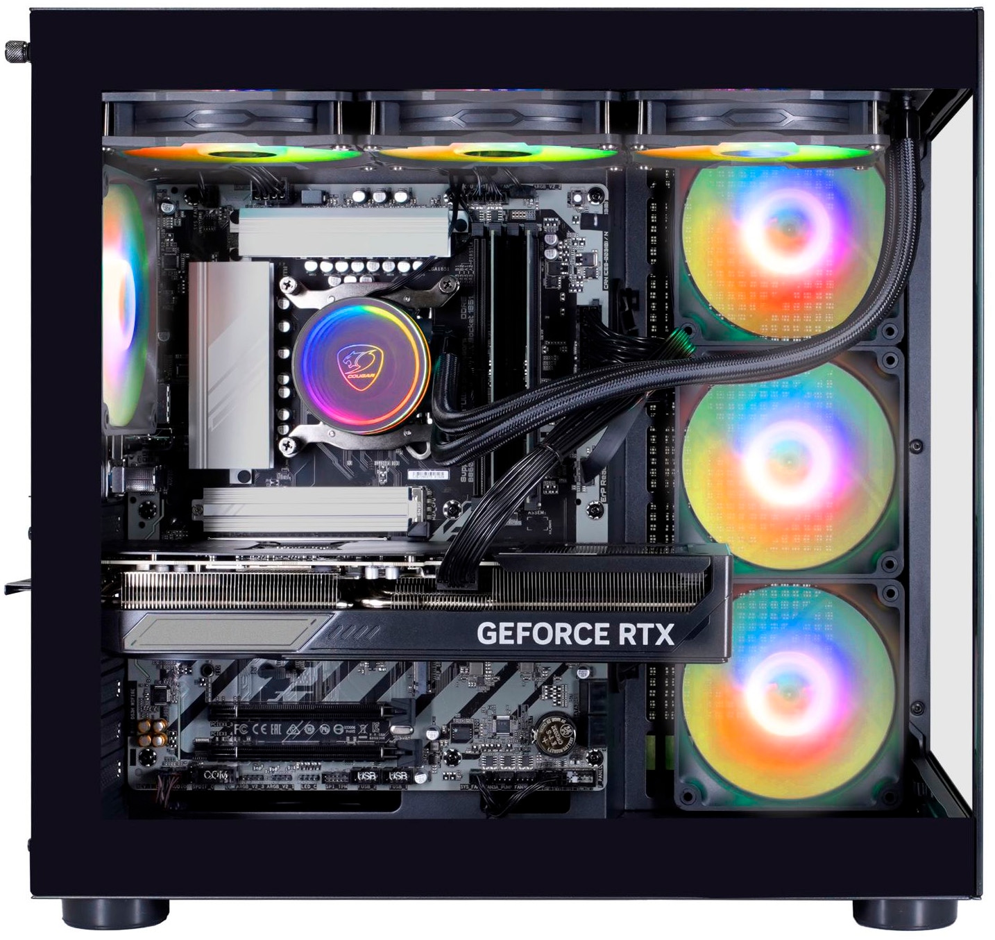 Cougar Gaming-PC-Komplettsystem »MegaDeal FV150 BK 2845 AMD Ryzen 5 9600X 32GB DDR5 1TB SSD RTX 5060Ti« 34 ″ AMD Ryzen 5 GeForce RTX? 5060 Ti 32 GB RAM 1.000 GB SSD Windows 11, DDR5 RAM + MSI MAG 342CQR E2 Curved Monitor 86cm (34")