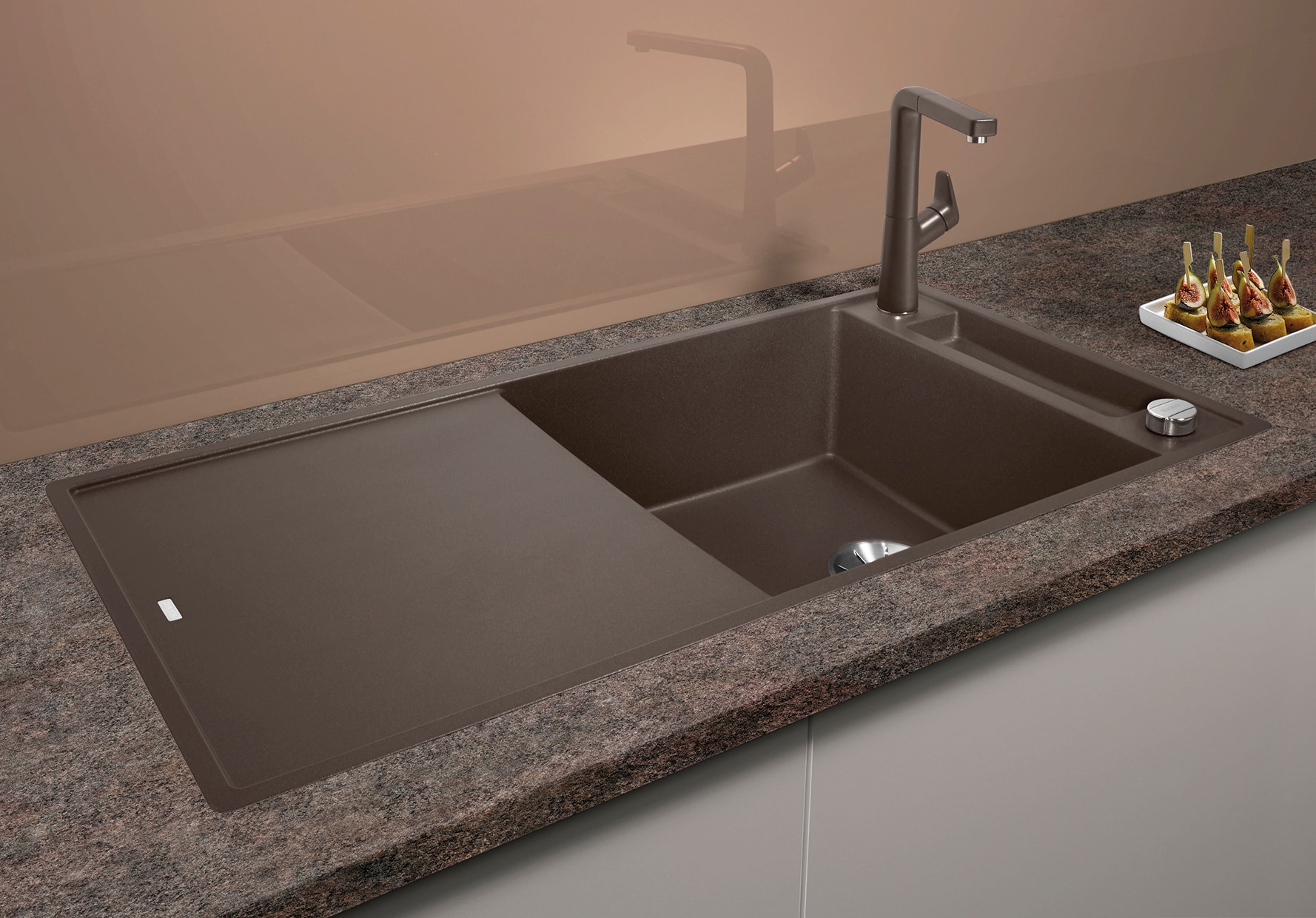 Blanco Granitspüle »AXIA III XL 6 S-F« 1 Stk. tlg. inklusive gratis Esche-Compound-Brückenschneidebrett