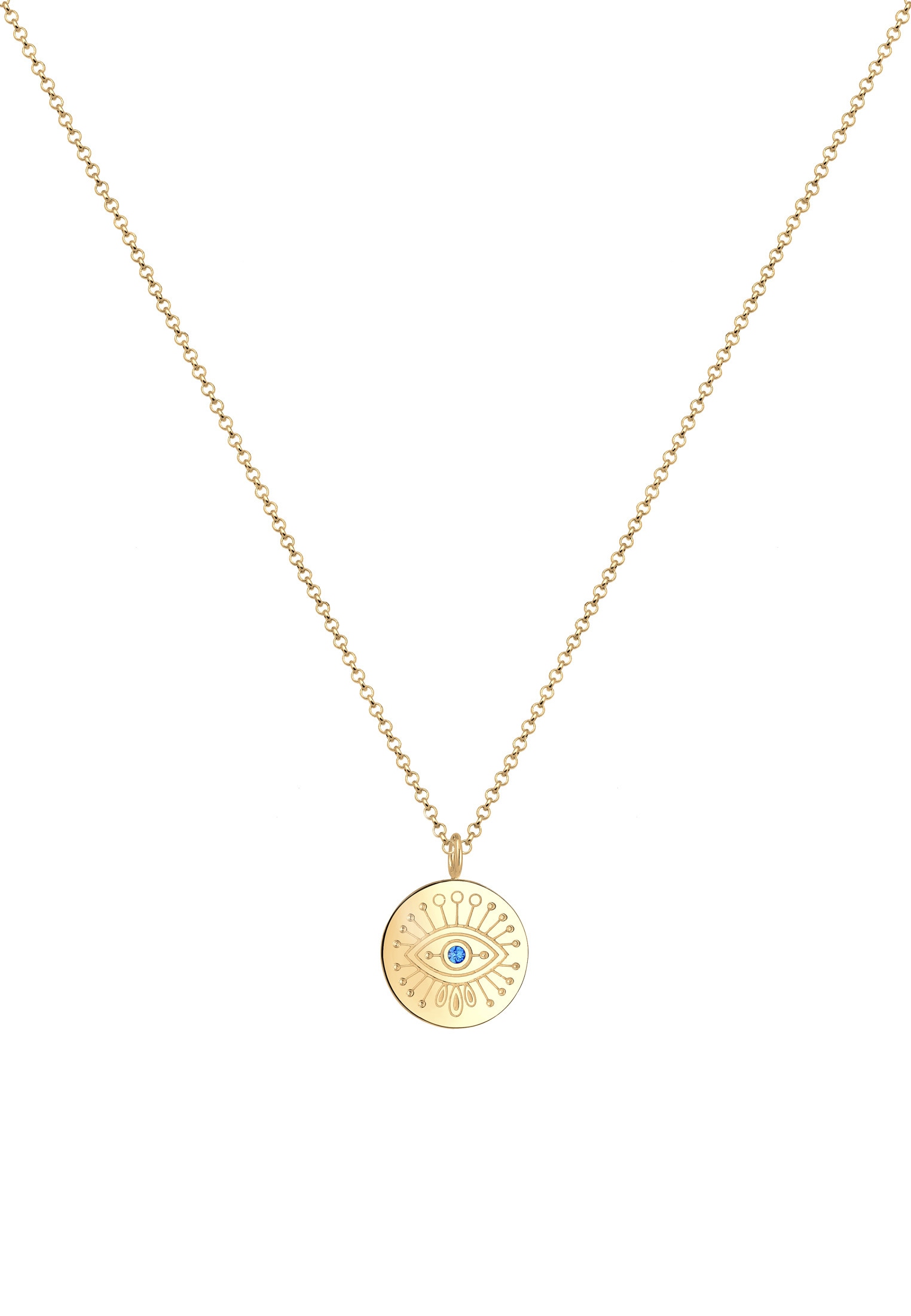 Elli Silberkette »Halskette Evil Eye Glas Kristalle Blau 925 Sterling Silber vergoldet«