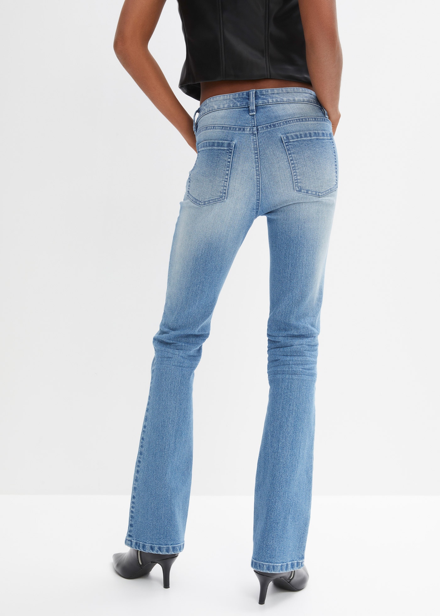 bonprix Schlagjeans »Flared Jeans Mid Waist, Stretch« 5-Pocket-Style, aus Baumwolle, Polyester und Elasthan, Mid Waist