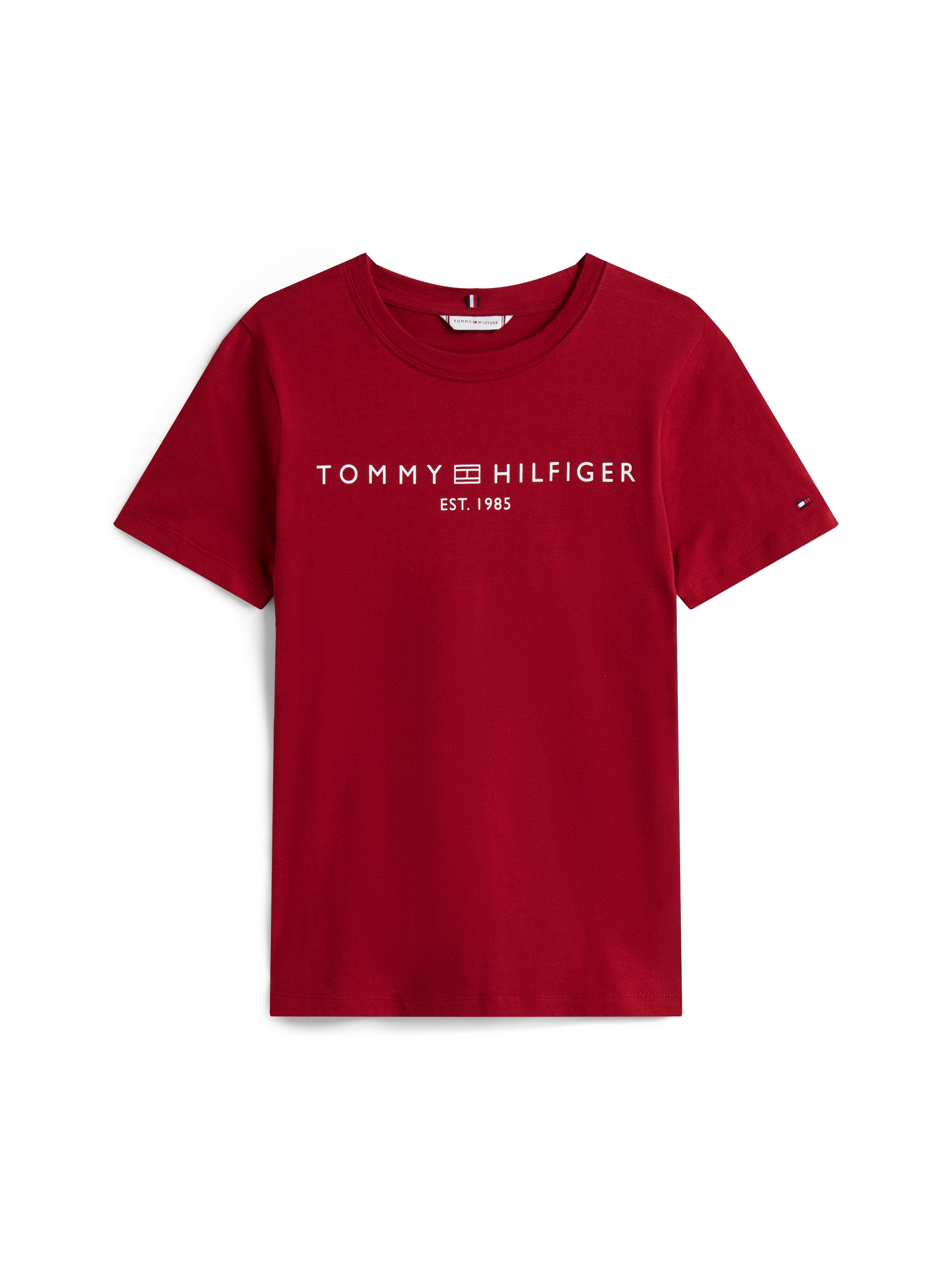 Tommy Hilfiger T-Shirt »REG CORP LOGO C-NK mit Logoschriftzug und Stickerei«, meliert, casual, regular fit, Baumwolle, Rundhals