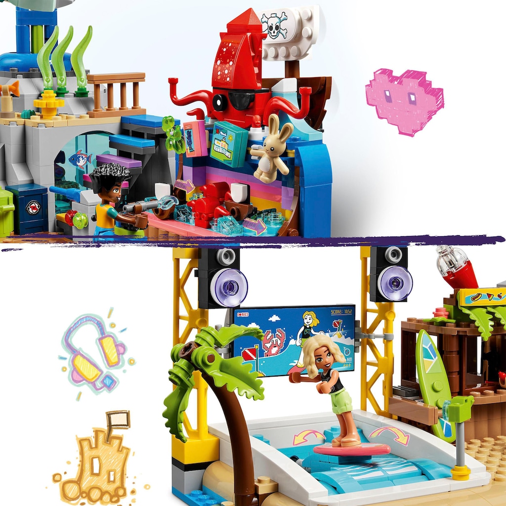 LEGO® Konstruktionsspielsteine »Strand-Erlebnispark (41737), LEGO® Friends«, (1348 St.)