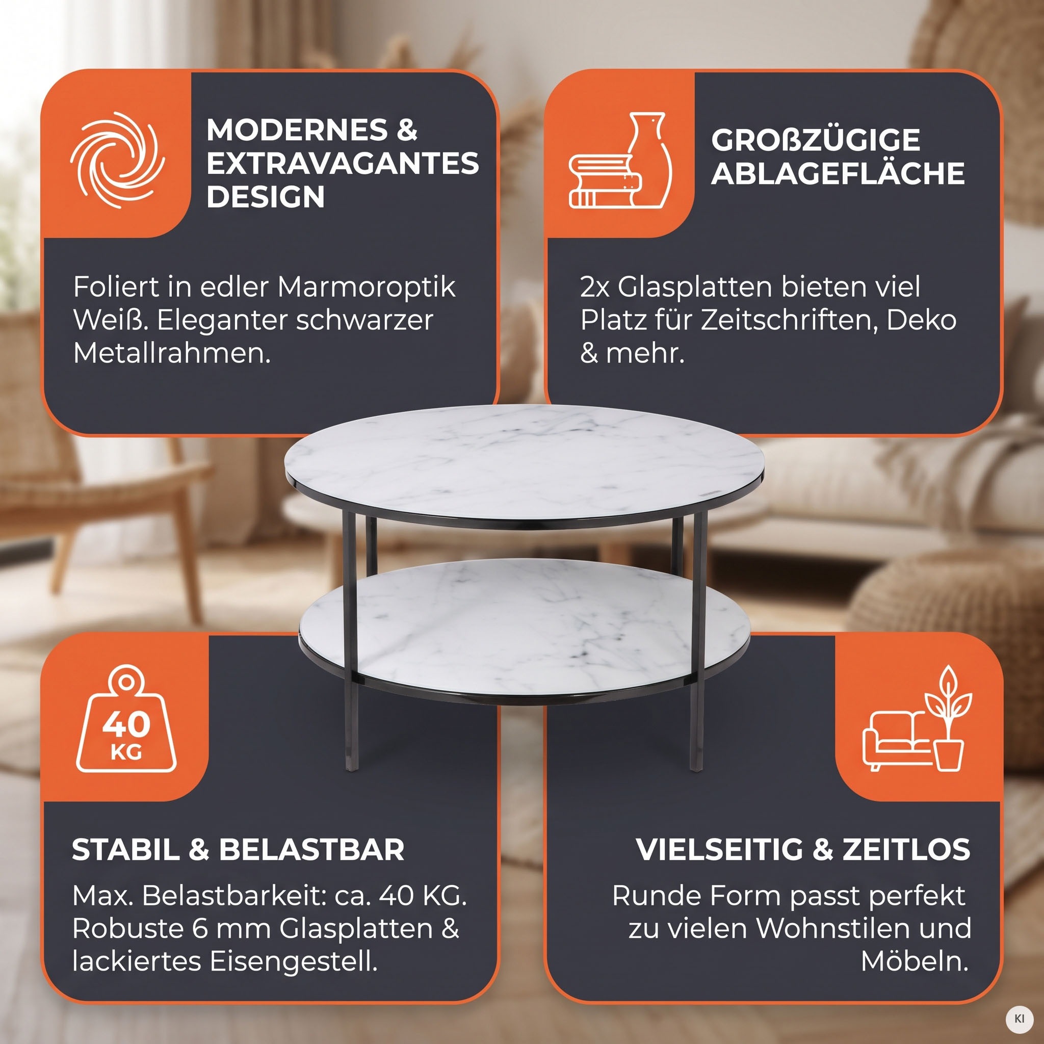 SalesFever Couchtisch »Caorle Coffeetable im minimalistischen Stil« Eleganz trifft Stil: Tischplatten in Marmoroptik
