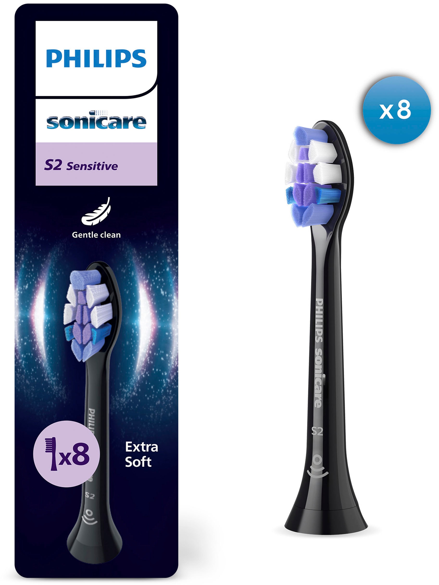 Philips Sonicare Aufsteckbürsten »Sensitive« für sensible Zähne und Zahnfleisch, für jedes Sonicare Handstück in schwarz