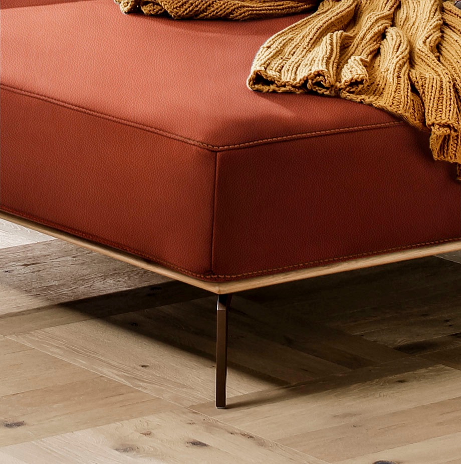 W.SCHILLIG Ecksofa »run, Designsofa mit tollem Sitzkomfort, bequem, L-Form«, mit Holzsockel, Füße in Bronze pulverbeschichtet, Breite 279 cm