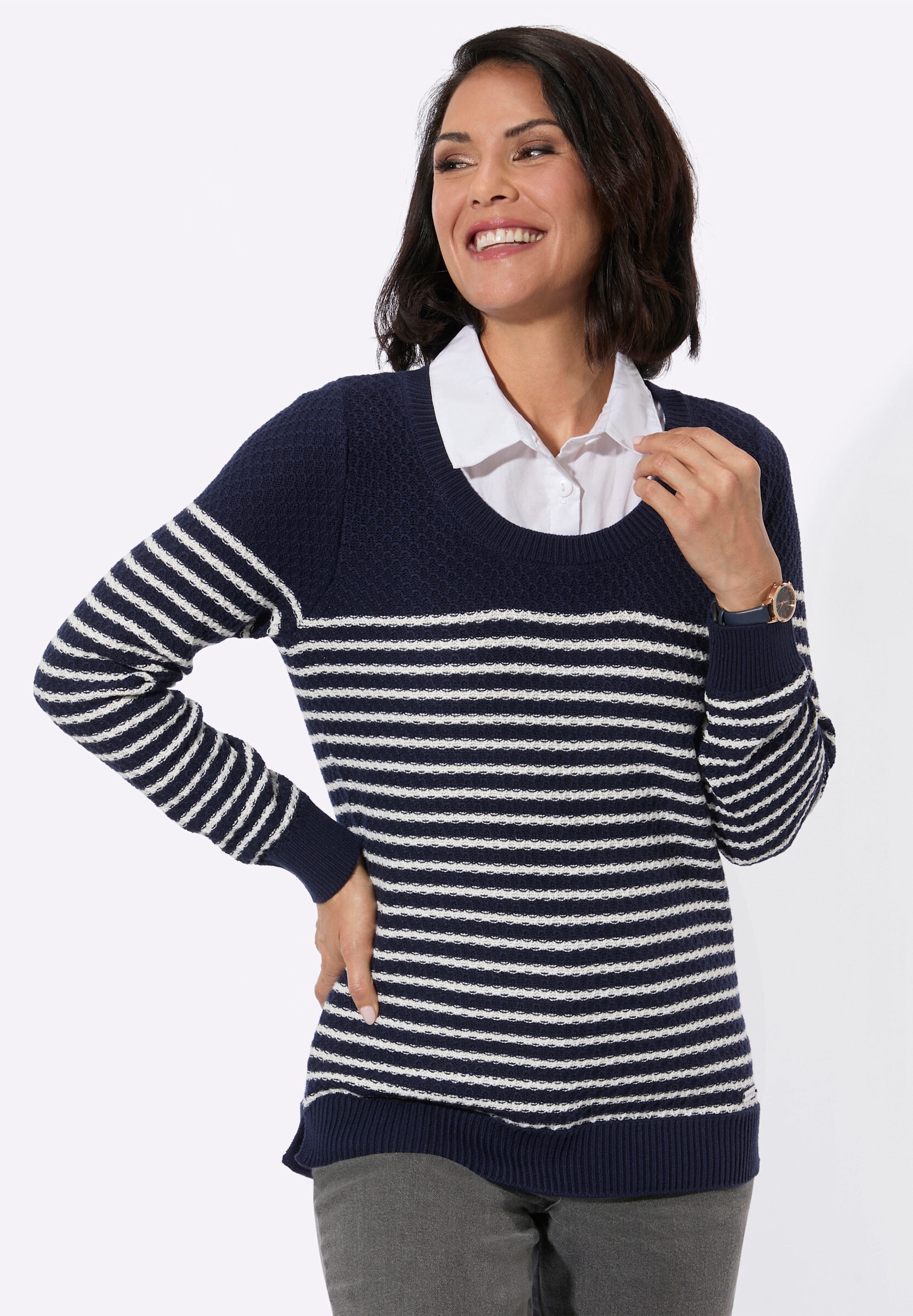 Witt 2-in-1-Pullover »2-in-1-Pullover 2-in-1-Pullover mit gerippten Abschlüssen«
