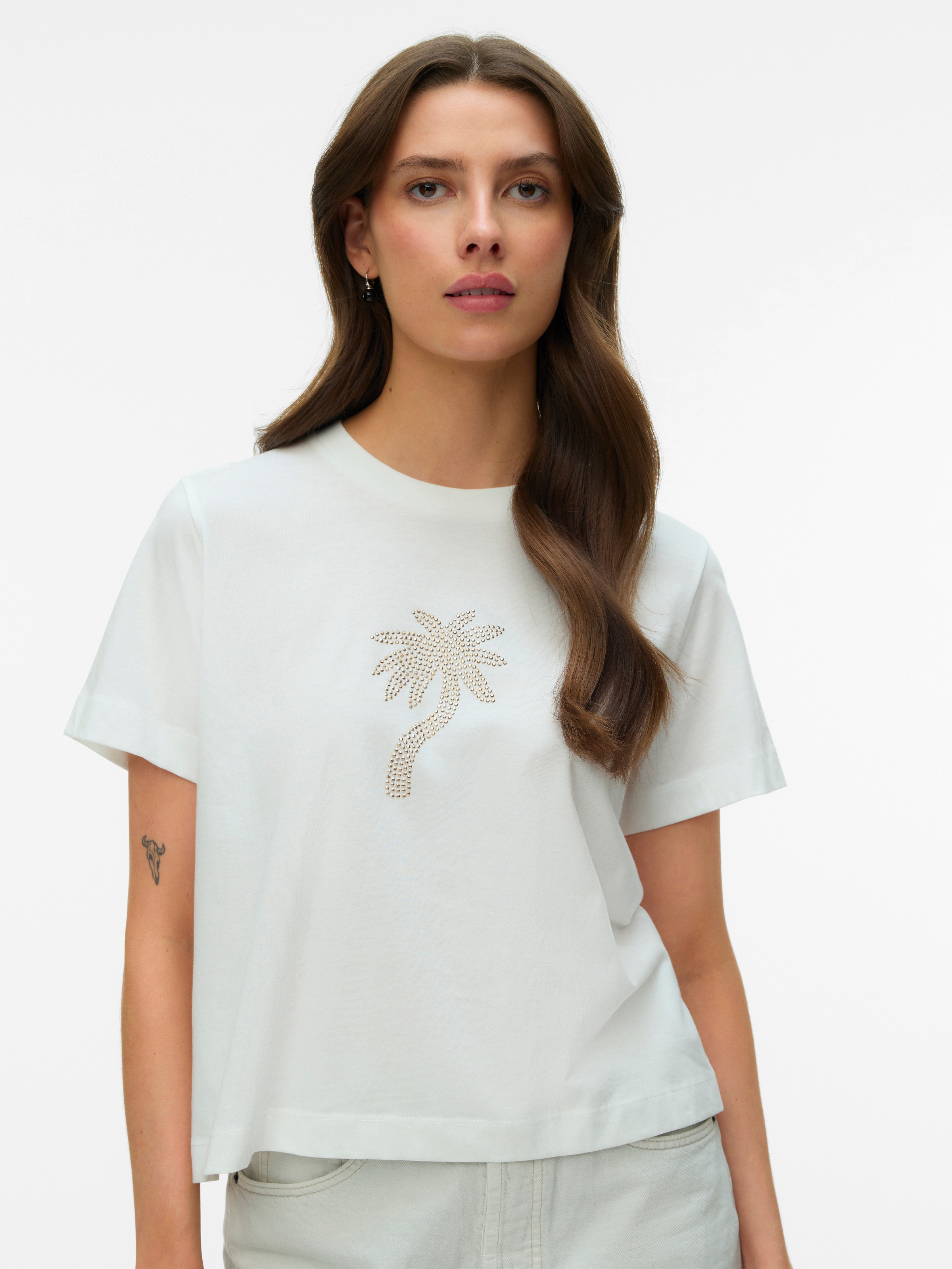 Vero Moda Kurzarmshirt »VMPALMA METTE SS TOP BOX JRS« Baumwolle