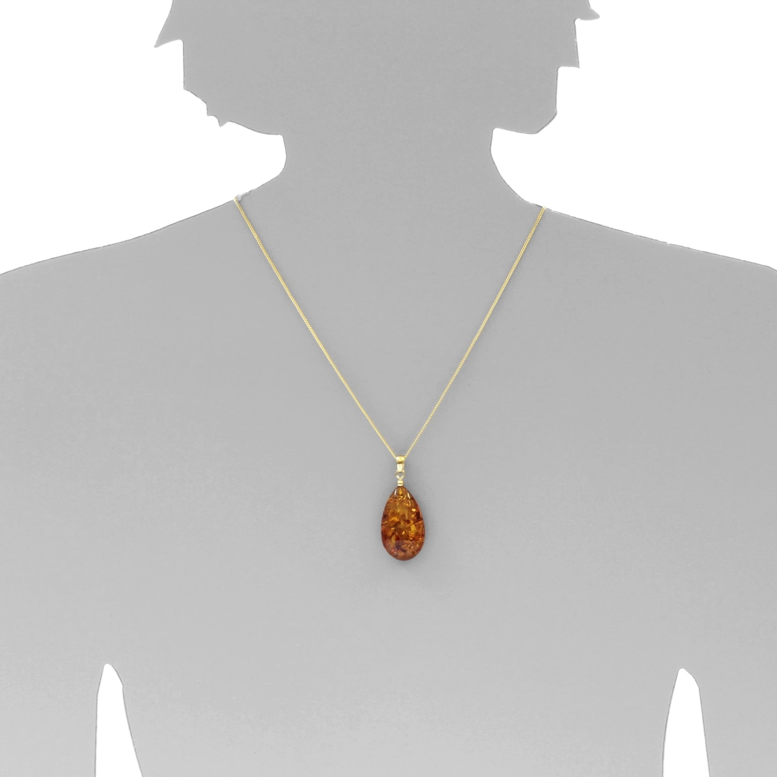 OSTSEE-SCHMUCK Kettenanhänger »- Tropfen ca. 34 mm lang - Gold 333/000 - Bernstein -,«