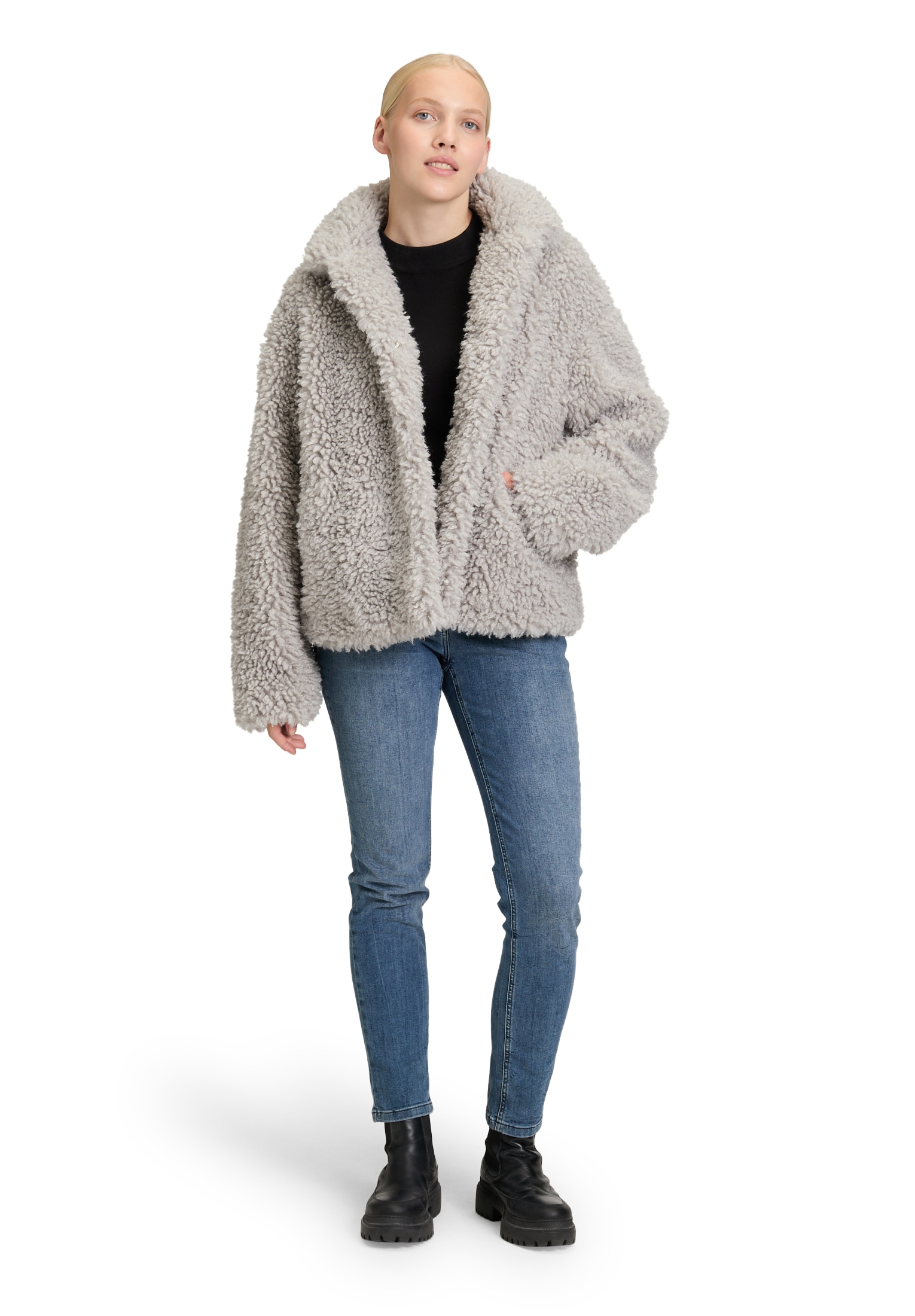 Amber & June Plüschjacke »Plüschjacke mit Stehkragen«
