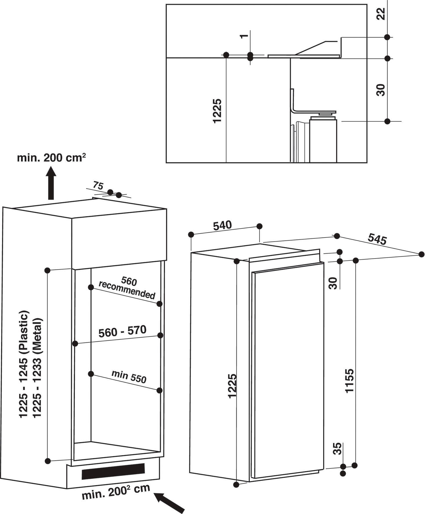 Privileg Einbaukühlschrank »PRFI 336«, PRFI 336, 122,5 cm hoch, 54 cm breit